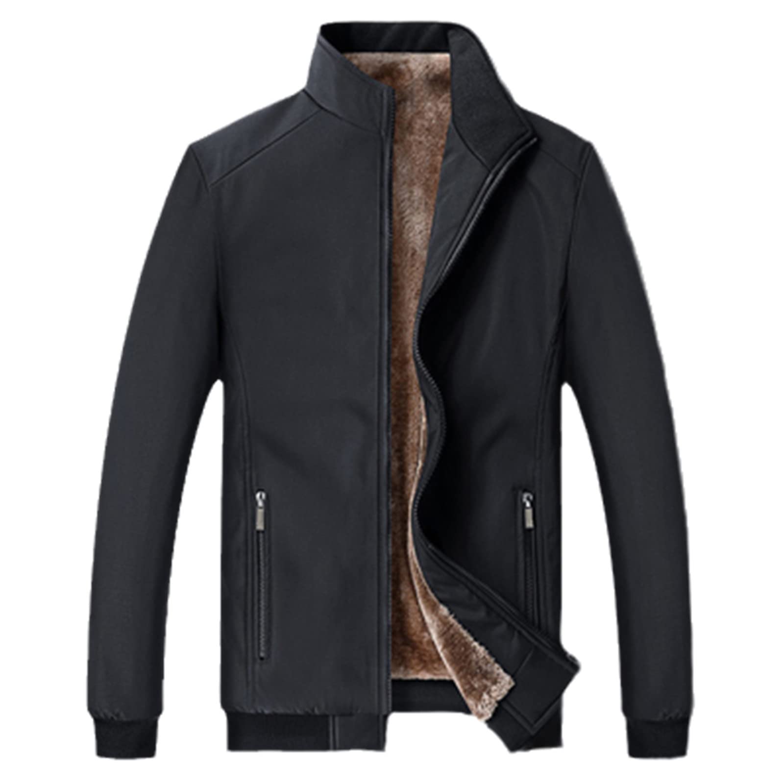 UIOKLMJH Men's Winter Warm Fleece Jacket - Casual Business Windbreaker Coat with Zipper for Outdoor & Office Wear