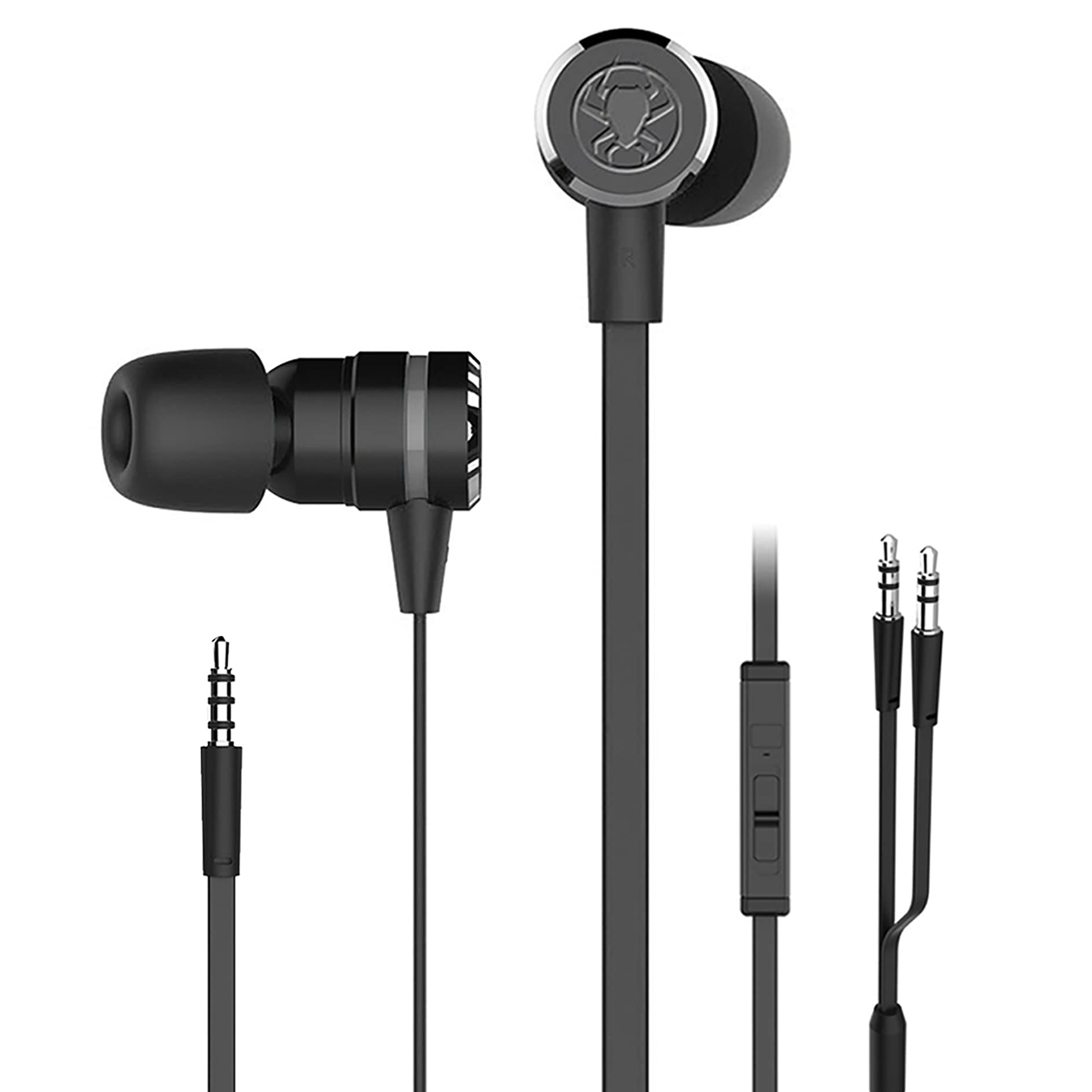 Premium Gaming Earbuds with Noise Isolation & Deep Bass - Magnetic In-Ear Headphones with Mic, 86-inch Cord & PC Adapter - Compatible with iPhone, Samsung, Laptop, PSP (Black) - Perfect for Gaming, Work Calls & Music Listening
