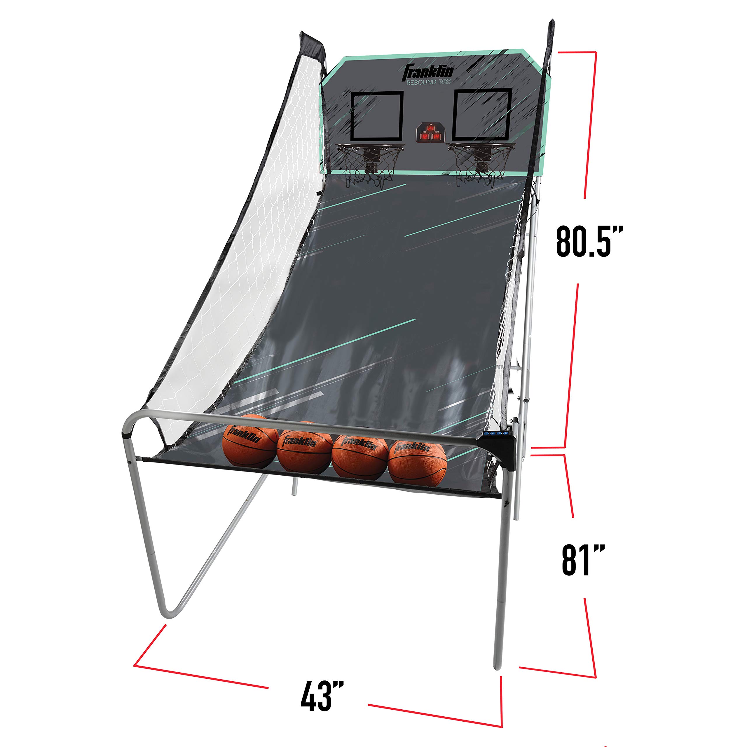Franklin Sports Arcade Basketball Game Set - Indoor Basketball Shootout for 2 Players with Electronic Scoreboard & 4 Mini Balls - Perfect for Family Game Nights, Kids Parties, and Office Break Room Entertainment