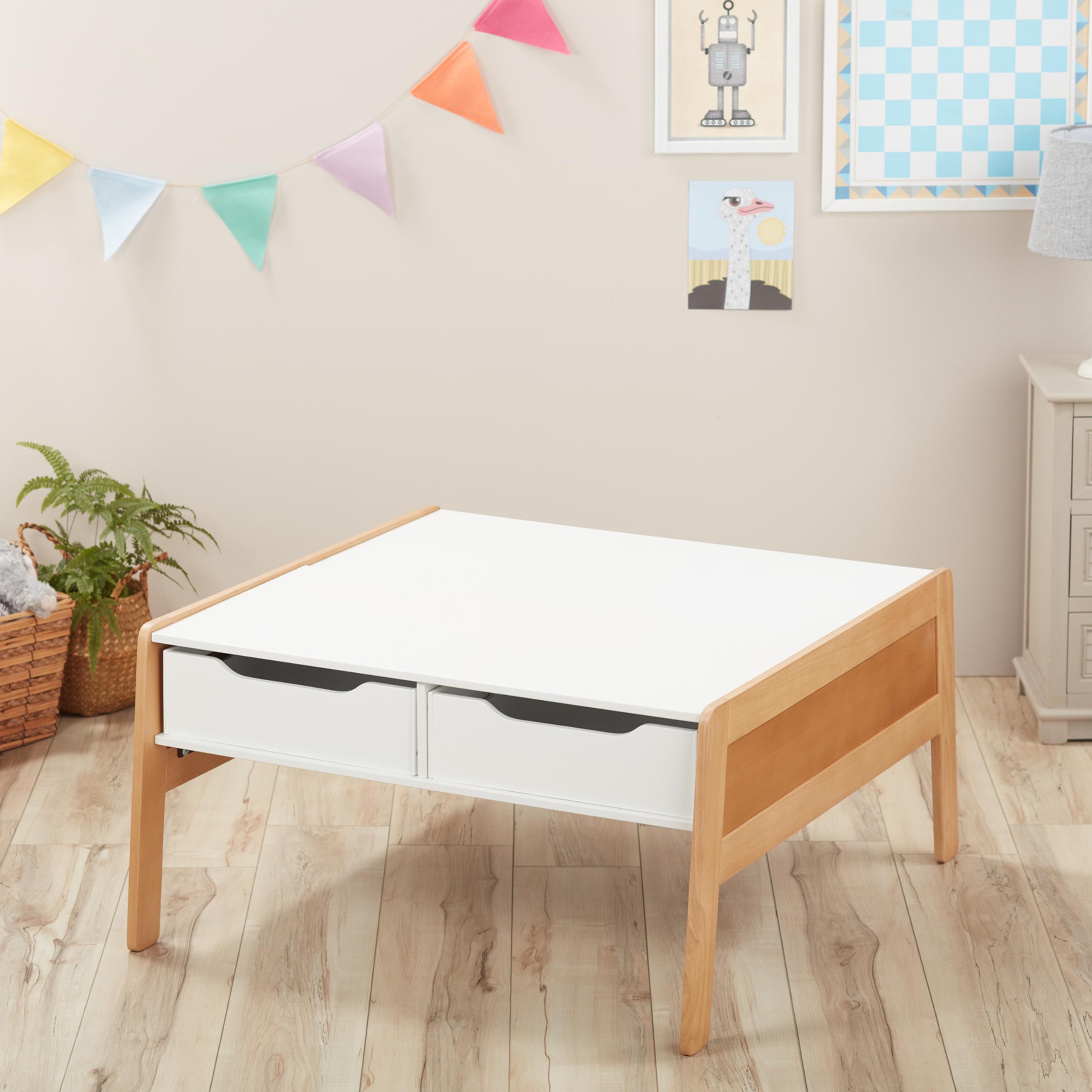 Melissa & Doug Wooden Kids Art & Activity Table with Storage Bins - Durable Wooden Play Table for Toddlers, Arts & Crafts, Learning Activities - Perfect for Playrooms, Daycares & Preschools
