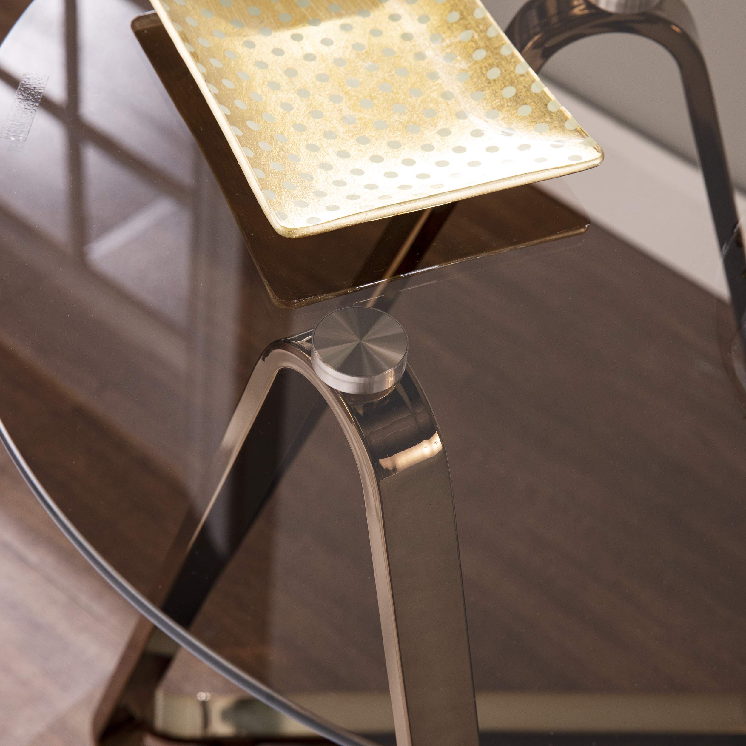 SEI Furniture Stondon End Table - Standard Size, Champagne Gold Finish - Perfect for Living Room, Bedroom, or Office Side Table