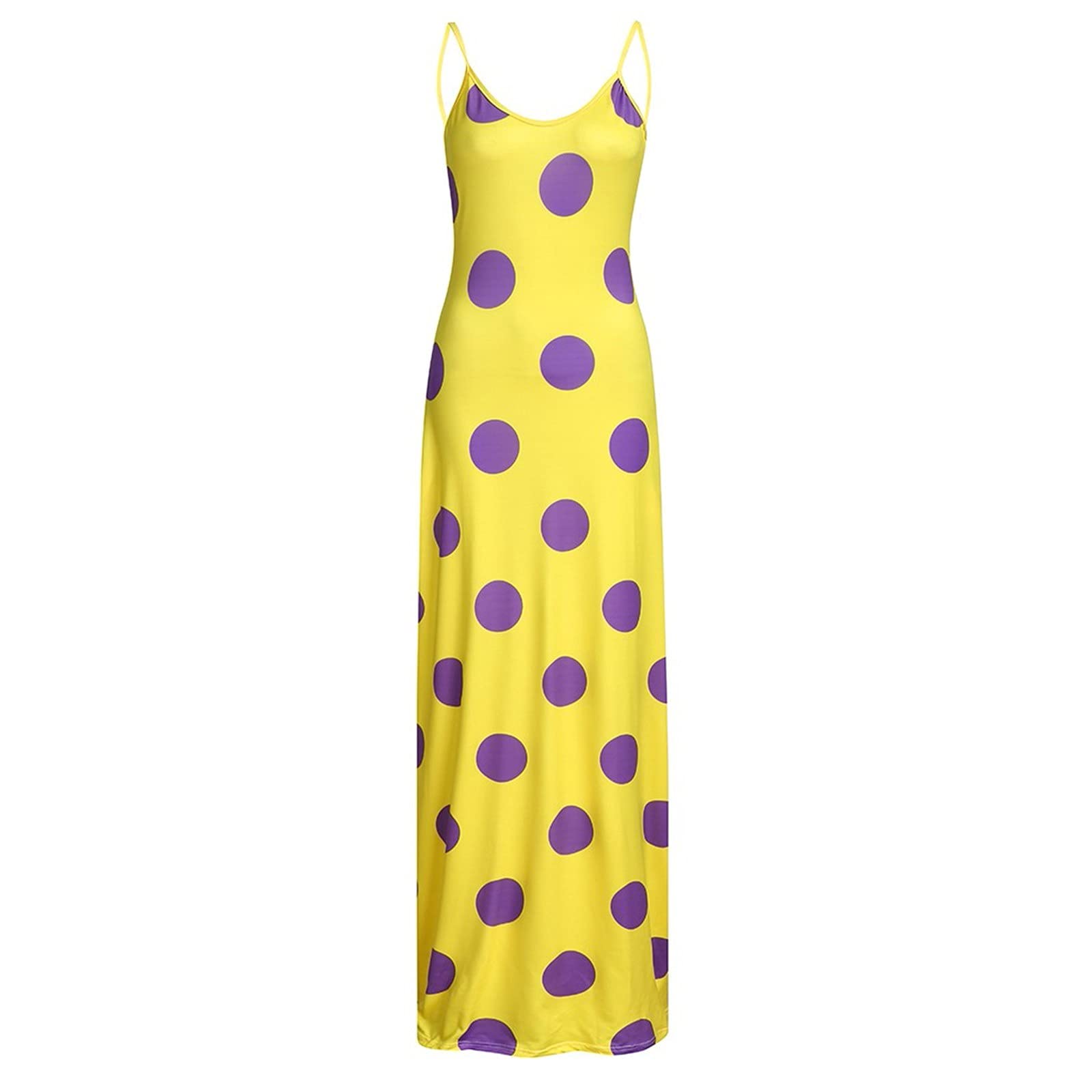 Women's Casual Long Sleeve & Sleeveless Dot Print Maxi Dress - Summer Beach Wear & Cocktail Party Outfit | Flowy Boho Chic Dress for Vacations, Date Nights & Special Occasions