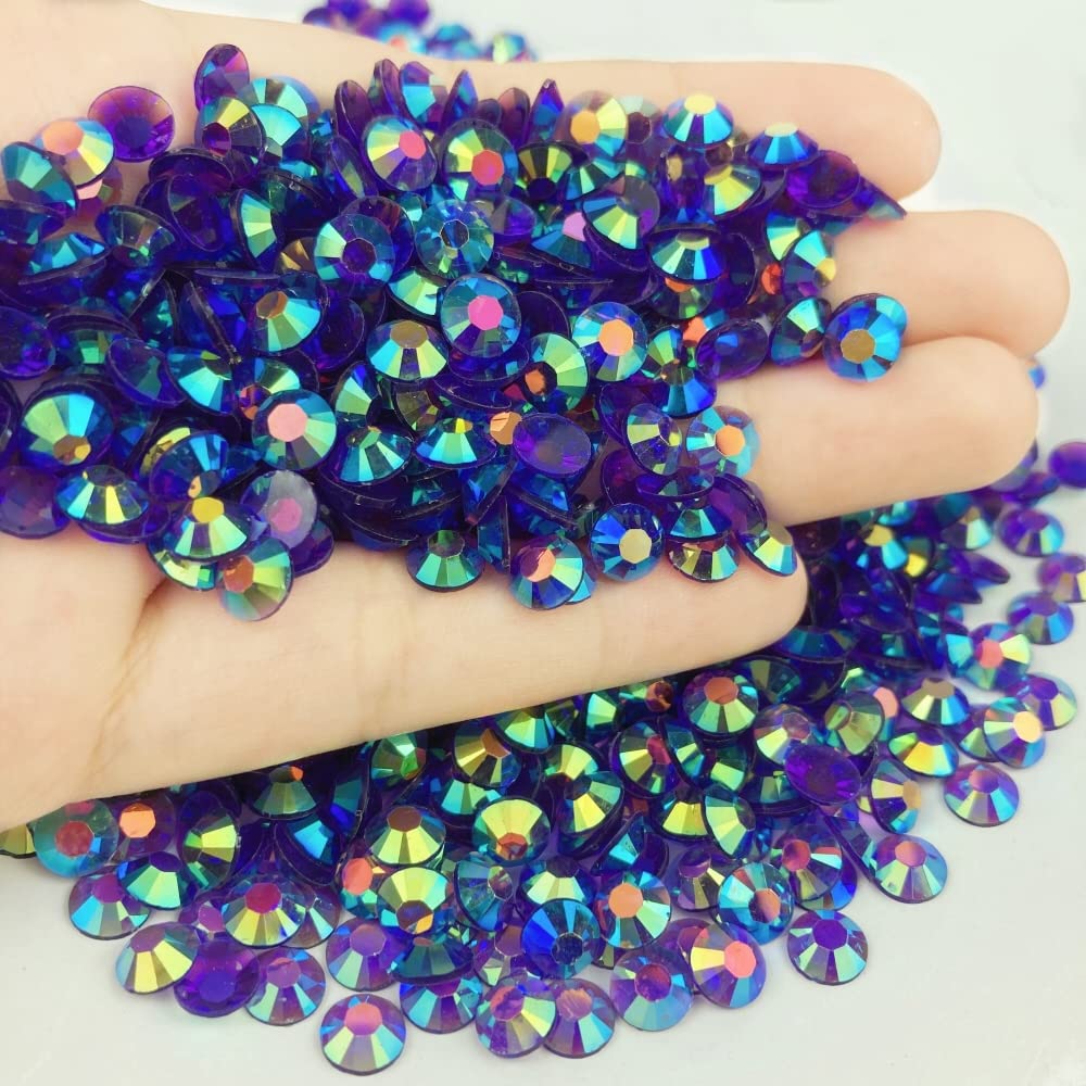 5000pcs 4mm Dark Purple AB Resin Flatback Rhinestones - Round Crystal AB Rhinestones for DIY Clothes, Bottles, Tumblers, Cups, Nail Art & Face Makeup | Perfect for Crafting, Fashion Accessories & Home Decor