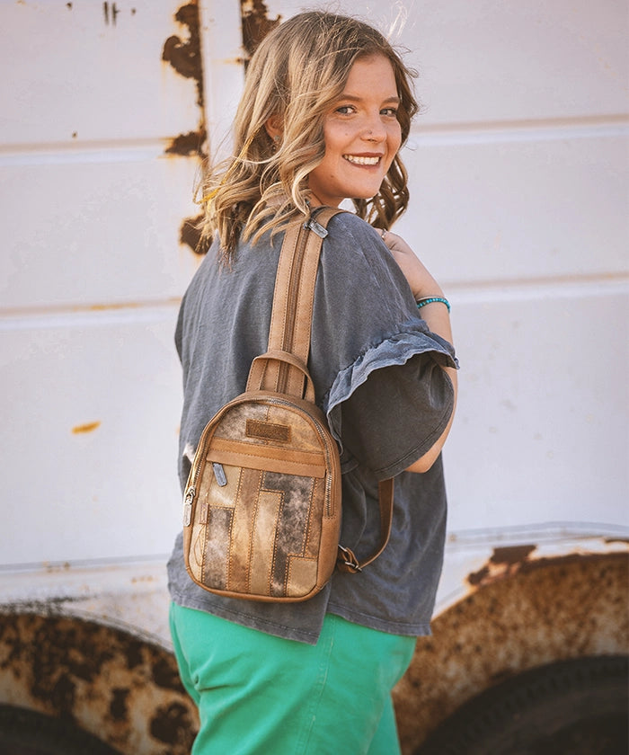 Wrangler Denim Textured Sling Bag for Men & Women - Stylish Crossbody Shoulder Bag for Travel, Hiking, and Everyday Use