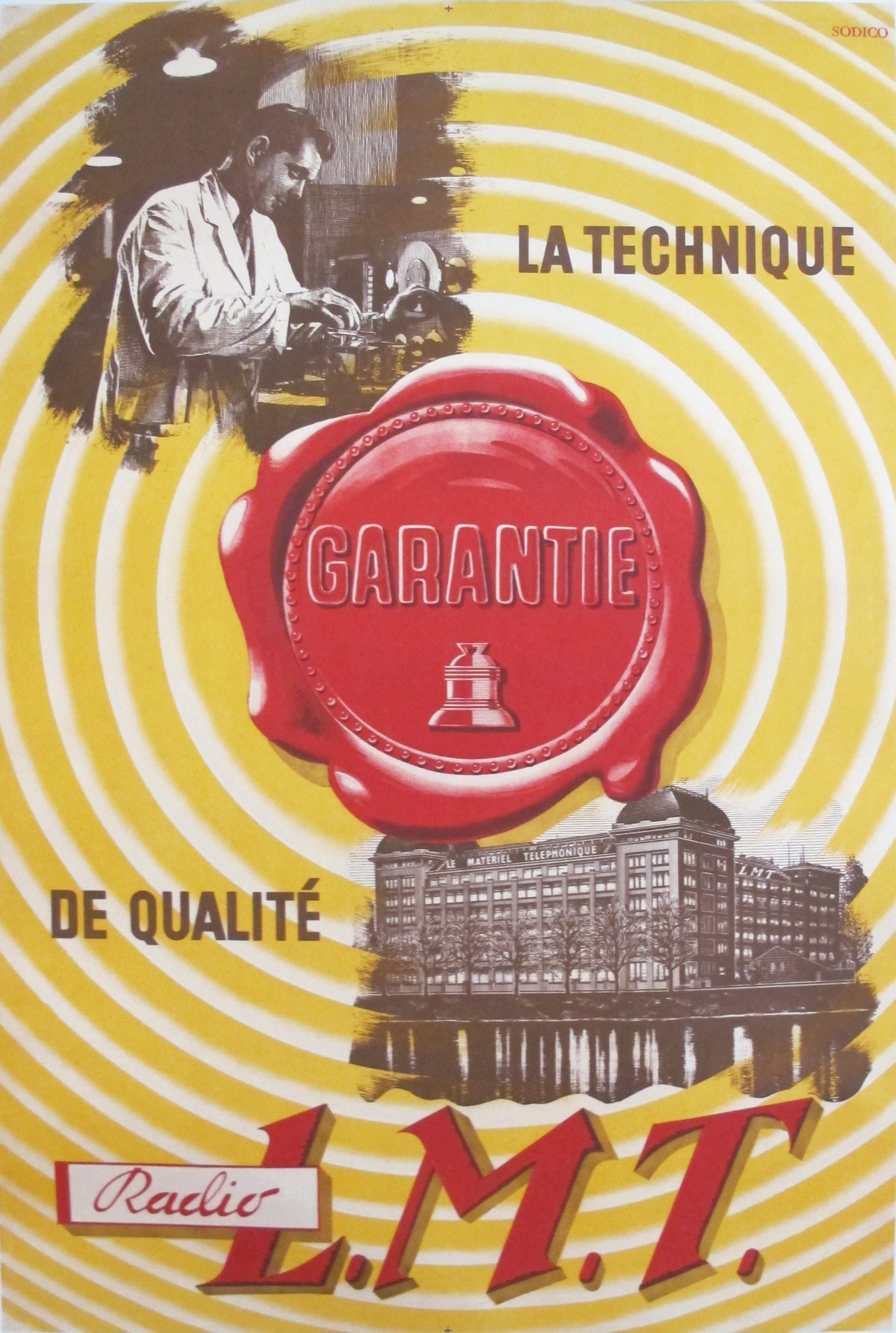 Vintage 1930s Original French Art Deco Poster - La Technique Guarantie LMT - Authentic Retro Wall Art for Home & Office Decor