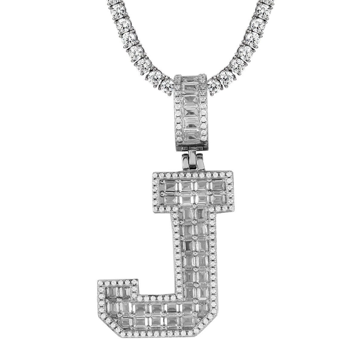 Custom Sterling Silver Initial Pendant with Emerald Cut - Personalized Jewelry for Gifts, Anniversaries & Everyday Wear