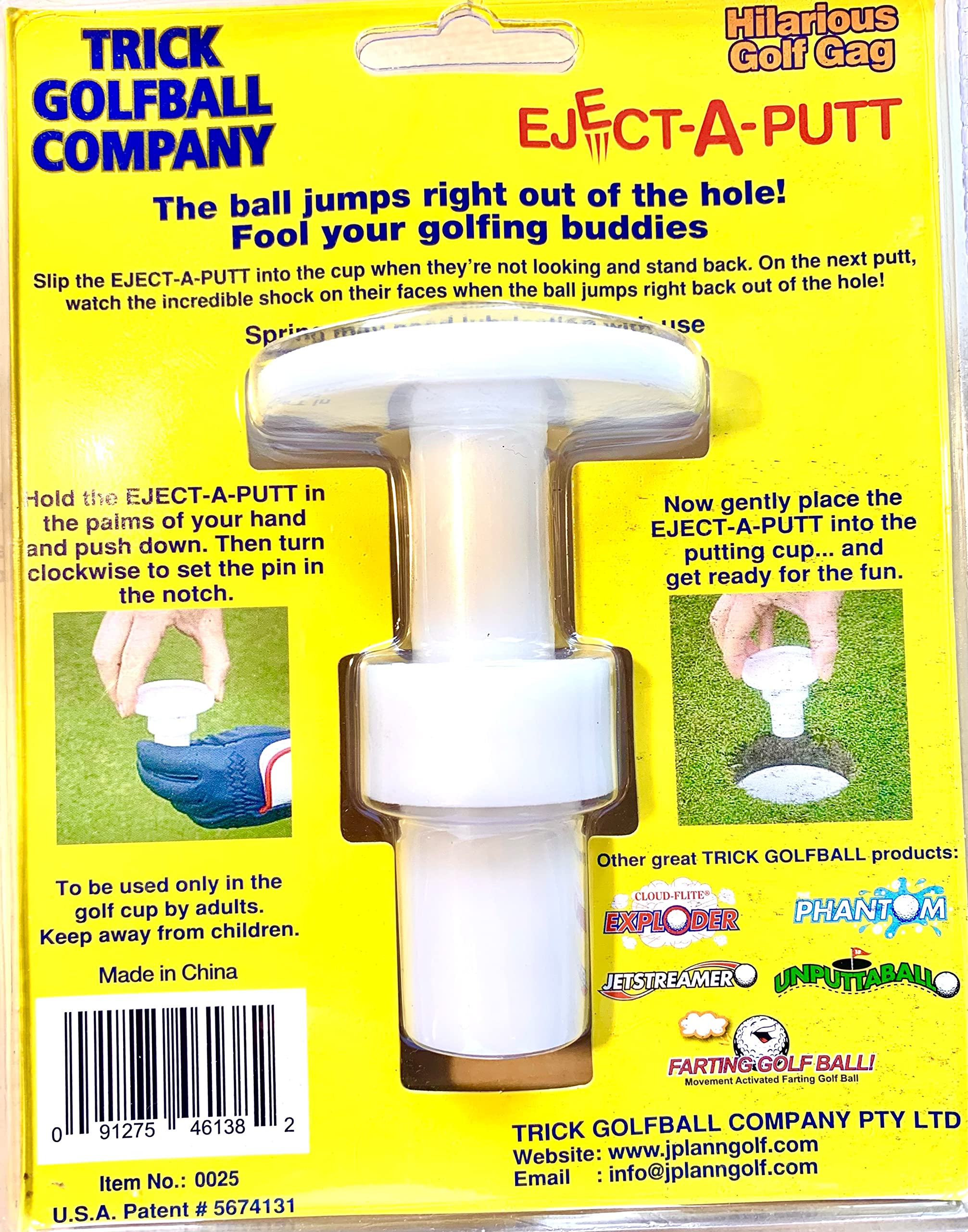 Eject a Putt Golf Prank - Automatic Golf Ball Launcher for Holes - Funny Novelty Golf Gag Gift for Pranks & Practical Jokes - Perfect for Golf Courses, Parties & Office Gags