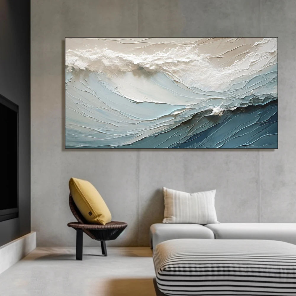Frameless Stretched Canvas for Ocean and Sky Painting - Premium Wall Art Decor for Living Room, Bedroom, or Office - #OS 059