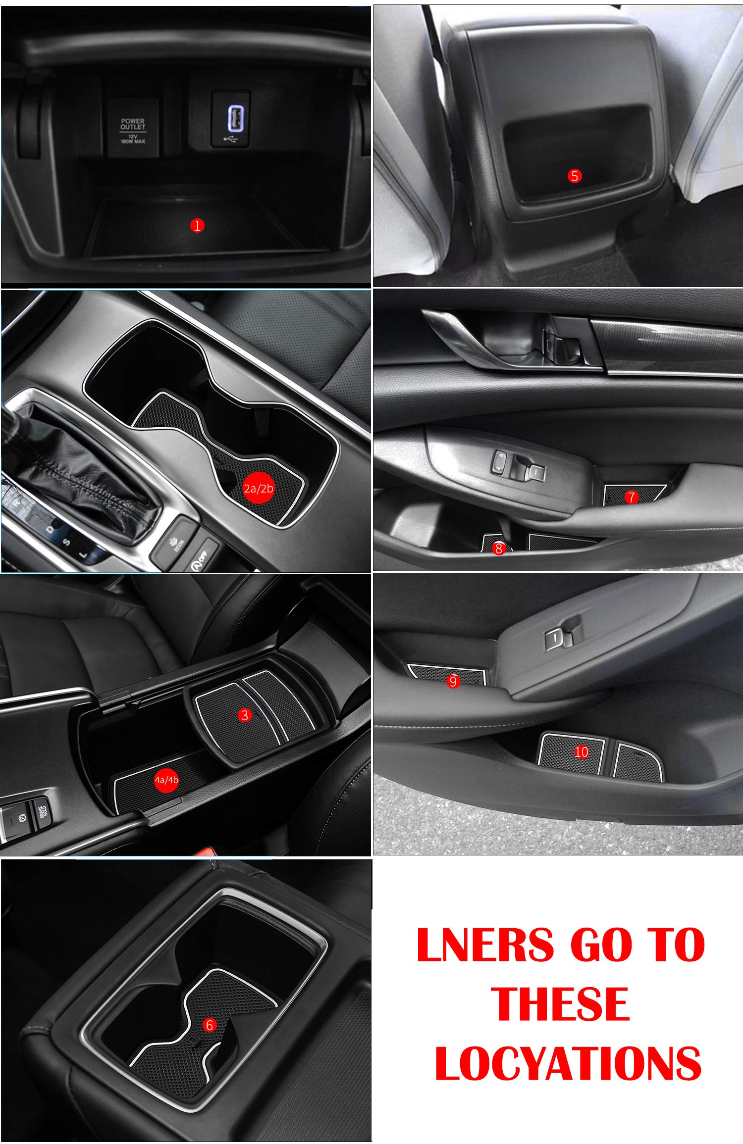 17-Piece Anti-Dust Car Interior Mats Set for Honda Accord 2018-2022 - Cup Holder Inserts, Center Console Liner & Door Pocket Liners (Glow in Dark White) | Premium Protection & Custom Fit Accessories for Daily Commute & Road Trips