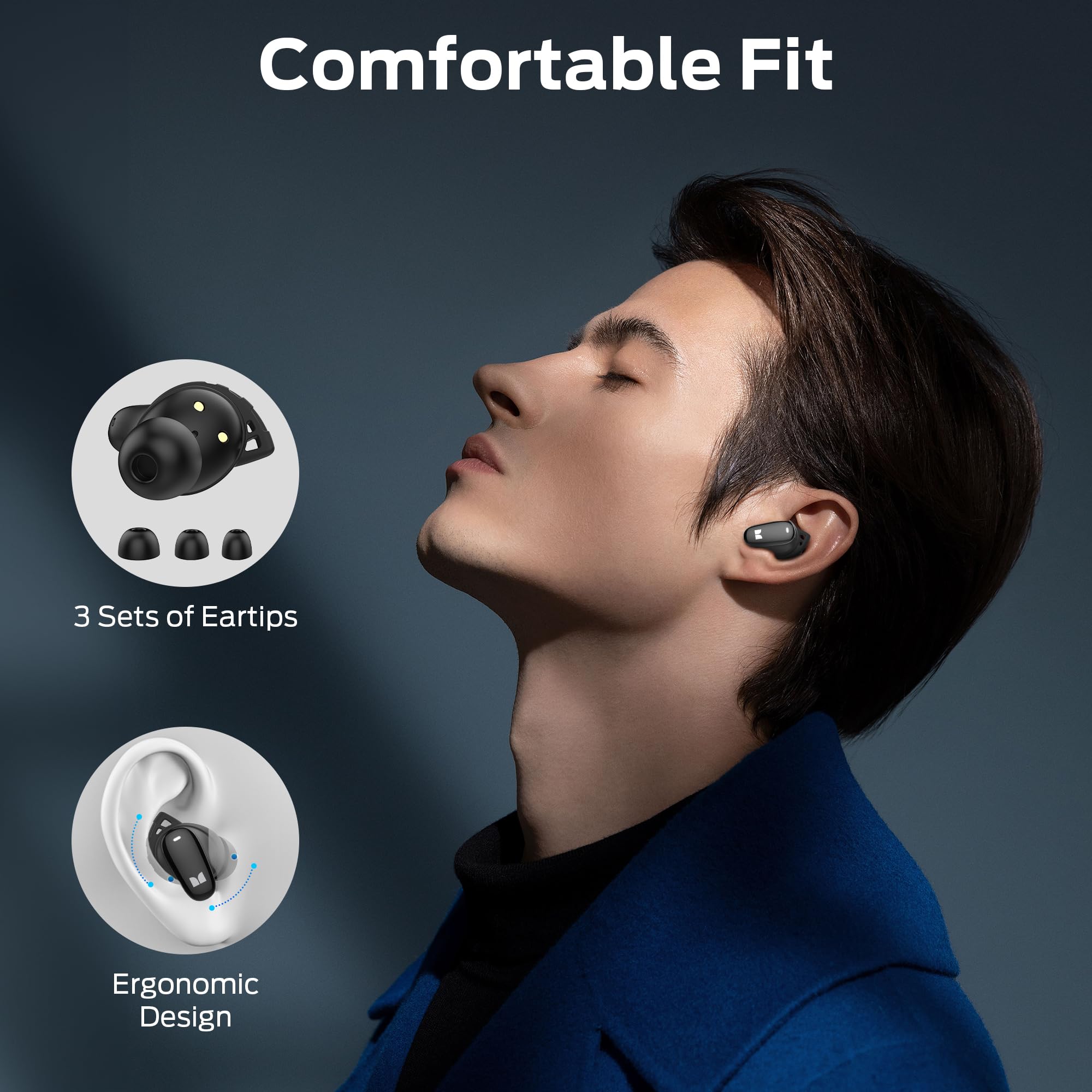 Monster N-Lite 206 Open Ear Wireless Bluetooth Earbuds with Touch Control - Sweatproof Sports Headphones for Running, Gym, Workout & Outdoor Activities