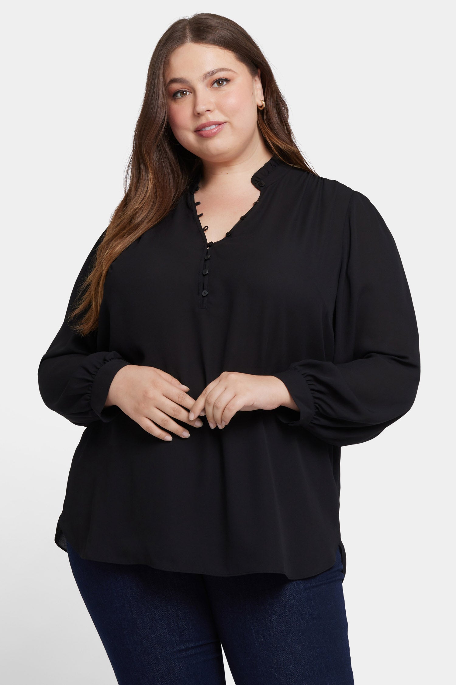 Plus Size Hannah Blouse for Women - Elegant Black Tunic Top | Perfect for Office Wear, Date Nights & Special Occasions