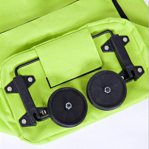 **Foldable Shopping Cart with Wheels - Lightweight Grocery Trolley Bag, Market Basket & Luggage Carrier (Green) - Perfect for Grocery Shopping, Laundry & Travel**