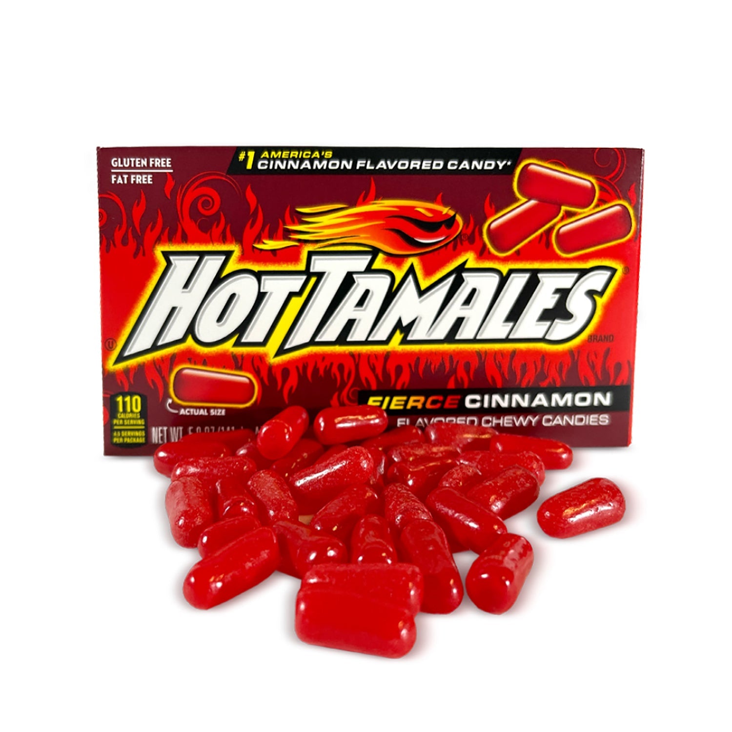 Just Born Hot Tamales Cinnamon Candies - 4.25oz Bags (Pack of 12) | Spicy Cinnamon Flavored Chewy Candy for Parties, Movie Nights & Office Snacks