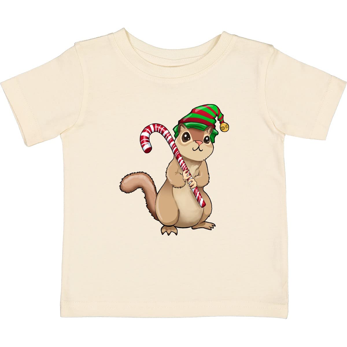 Inktastic Christmas Chipmunk with Candy Cane Baby T-Shirt - Cute Holiday Outfit for Infants & Toddlers - Perfect for Christmas Photos, Family Gatherings & Festive Celebrations