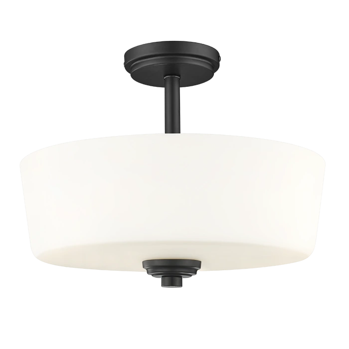 Aspen 3Lt Semi Flush Mount Ceiling Light Fixture in Black/Brass Finish - Perfect for Bedroom, Living Room & Hallway Lighting