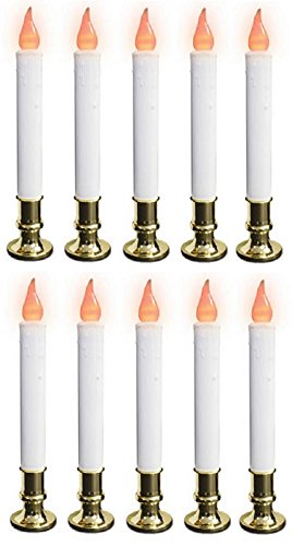 Electric Christmas Candle with Timer - 9 Inch Clear Flame Decorative Holiday Candle in White/Brass - Perfect for Home Decor, Holiday Parties & Festive Gift Giving