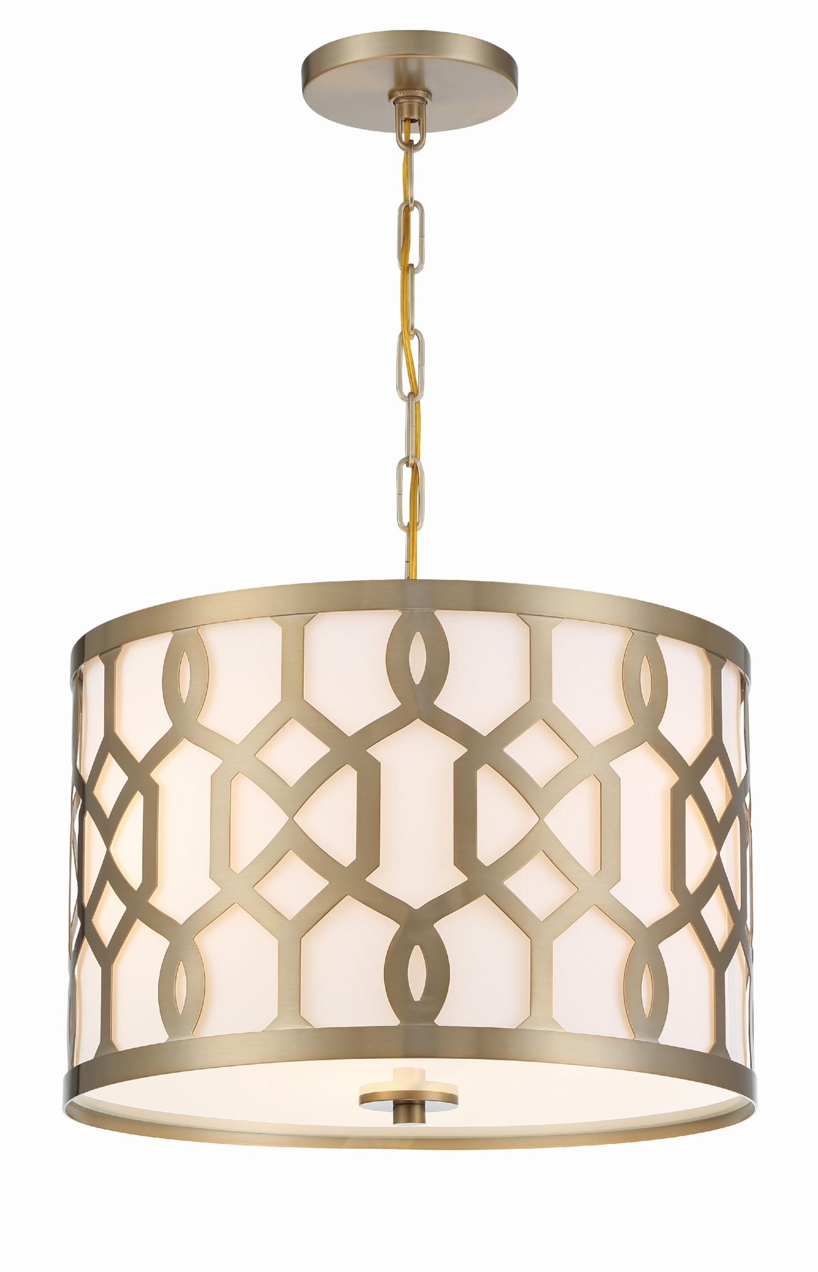 Crystorama Libby Langdon Jennings 3-Light Aged Brass Chandelier - Elegant Dining Room Lighting Fixture for Modern Farmhouse & Traditional Home Decor