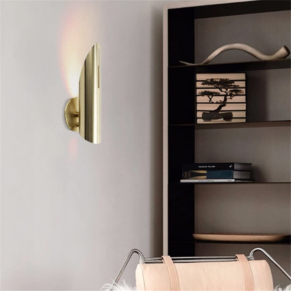 NIUYAO Modern Oblique Cut Tube Wall Sconce with Metal Shade - Gold Finish Postmodern Indoor Lighting Fixture for Living Room, Bedroom & Hallway Decor