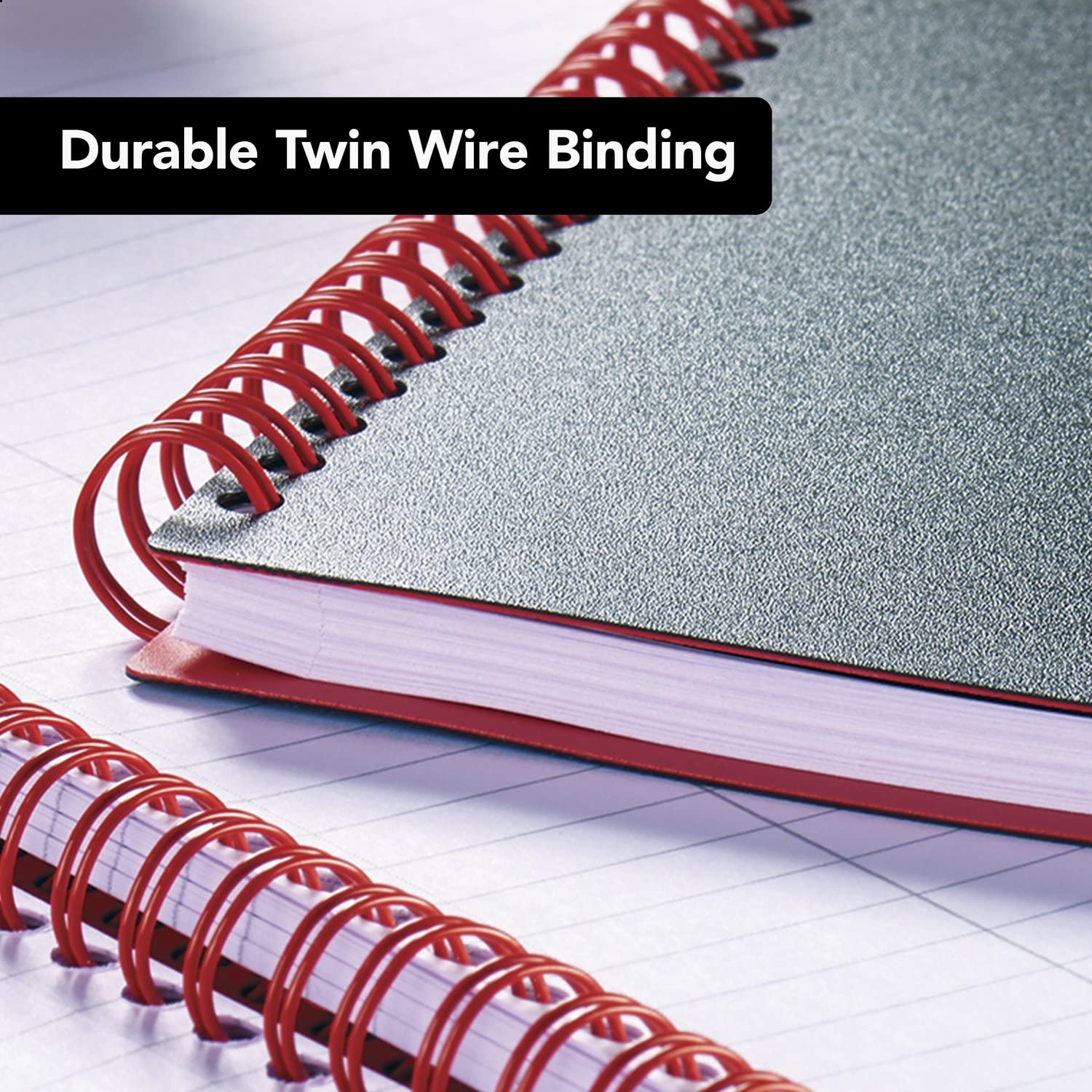 Premium Black n' Red Business Notebooks, 3-Pack Soft Cover Twin Wire Bound, 70 Sheets Per Notebook, 11