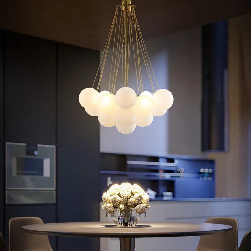 Nora White Bubble Cluster Chandelier - Modern Crystal Ceiling Light Fixture for Dining Room, Living Room & Bedroom | Elegant Lighting Decor for Home & Wedding
