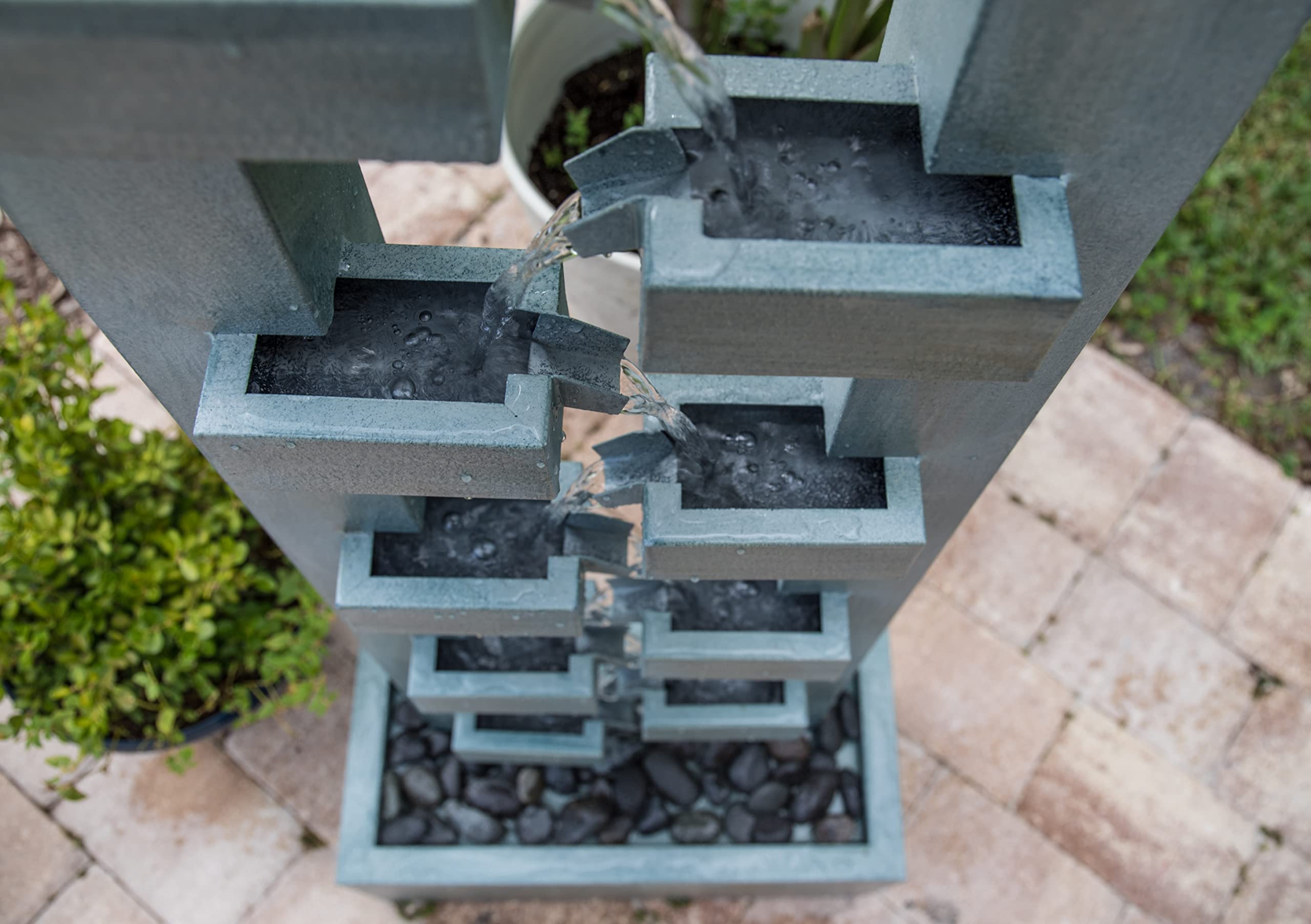 Kenroy Home 50087 Stanton Outdoor Water Fountain - Medium Size, Dusty Blue Finish - Perfect for Garden, Patio, or Backyard Decor
