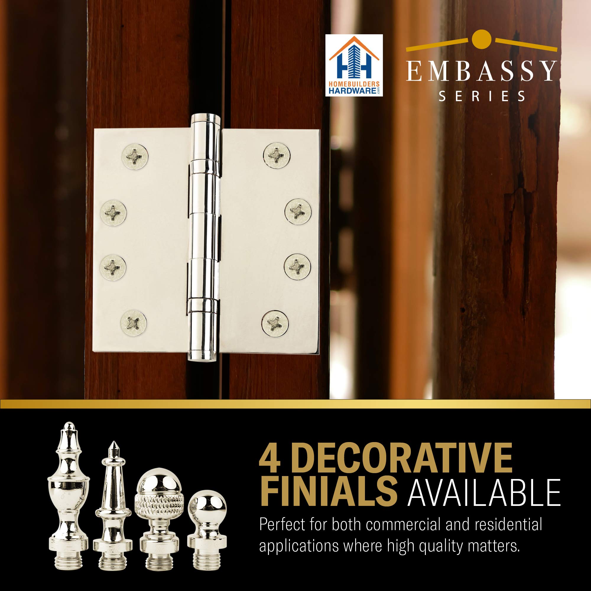 Solid Brass Door Hinge 3.5x3.5 Inch - Heavy Duty Ball Bearing for Home Improvement