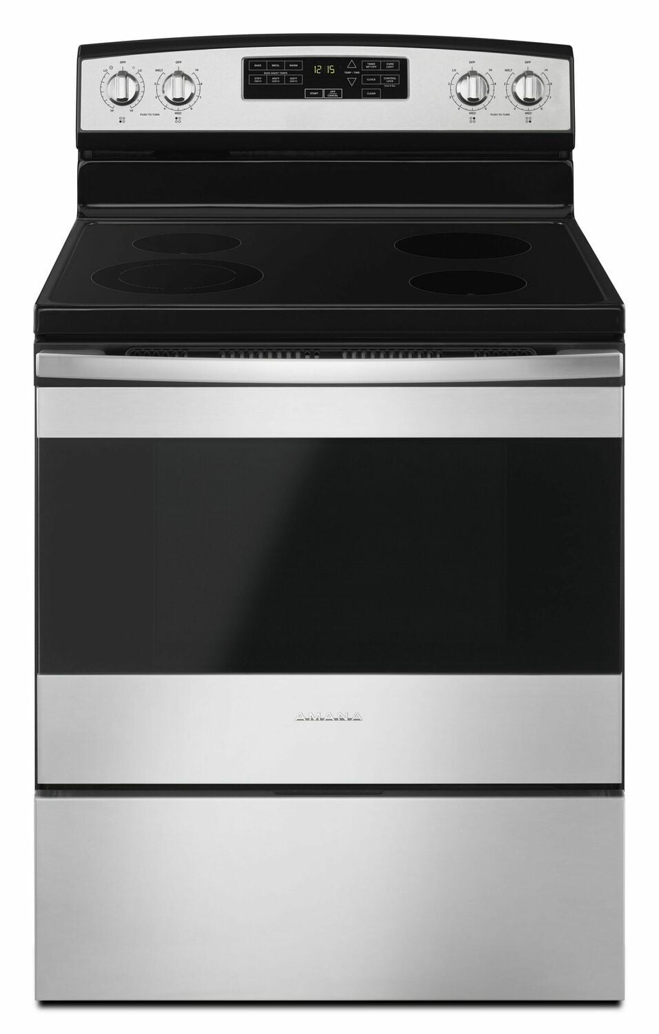 Amana AER6603SFS 30 Inch Electric Range with Self-Clean Option - Black Stainless Steel | Modern Kitchen Appliance for Baking, Roasting & Cooking | Perfect for Home Chefs & Small Families