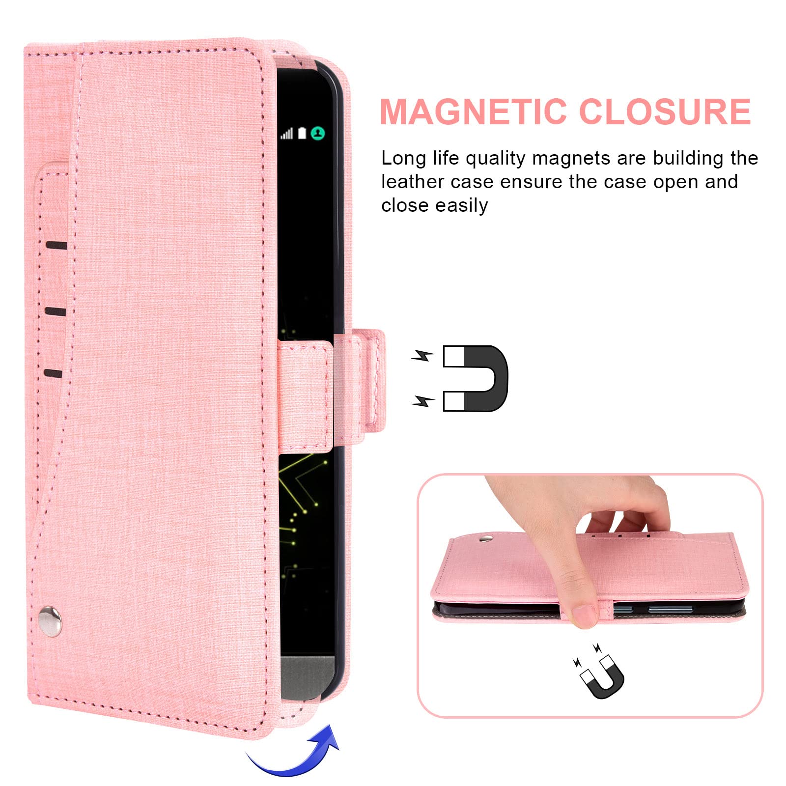 ASUWISH Wallet Case for LG G5 - Leather Flip Cover with Card Holder & Stand, Tempered Glass Screen Protector | Compatible with LG G5 SE/LG5/G5 5G | Perfect for Men, Women & Teens (Pink) - Ideal for Work, Travel & Everyday Protection