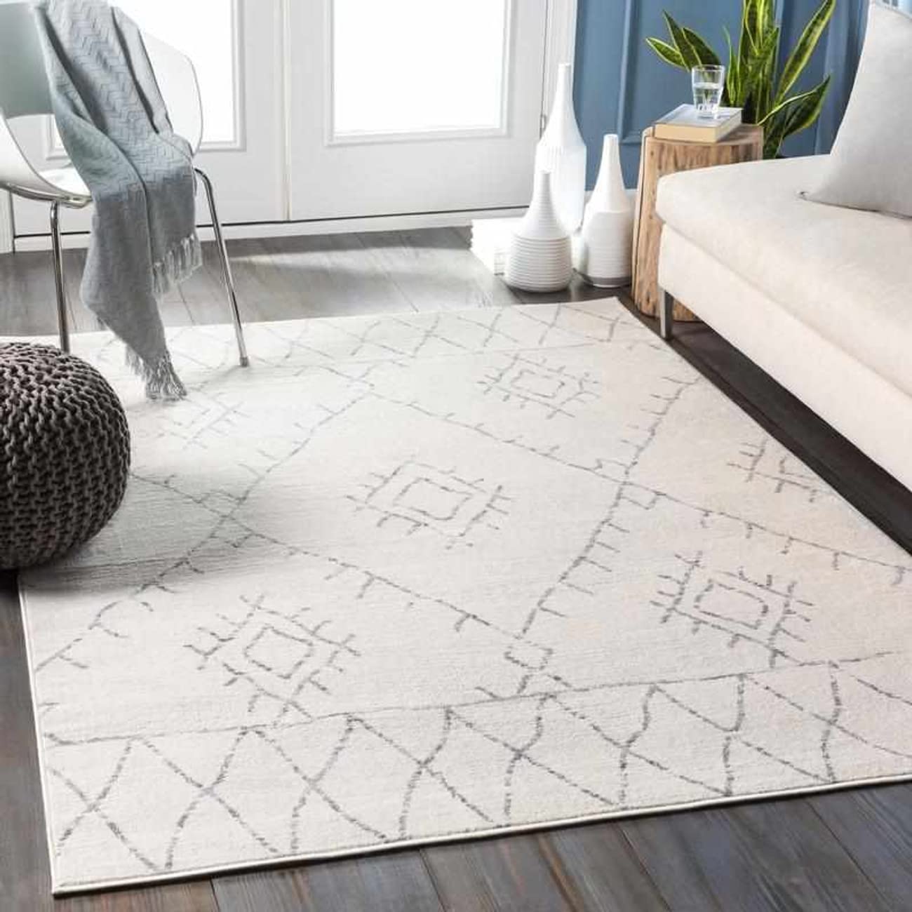 Mark&Day 5x7 Bohemian Global White Area Rug - Soft Plush Carpet for Living Room, Bedroom, Kitchen - 5'3