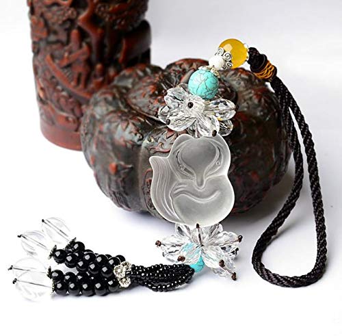 Fox Car Rear View Mirror Pendant - Lucky Crystal Ball Ornament for Vehicles | Feng Shui Decor Accessory for Safe Driving & Positive Energy