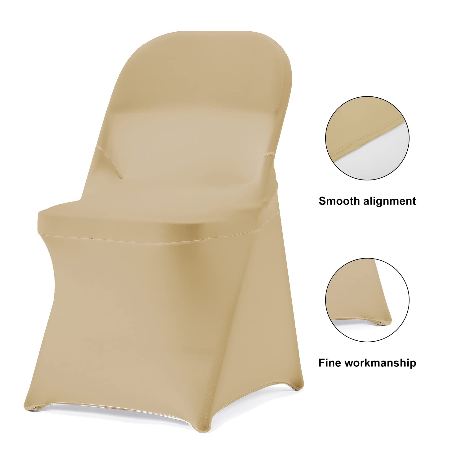 20 PCS Champagne Stretch Spandex Chair Slipcovers - Elastic Dining Room Chair Covers Protector for Wedding, Banquet, Party & Home Decor | Fits Folding Chairs, Perfect for Indoor Events & Special Occasions