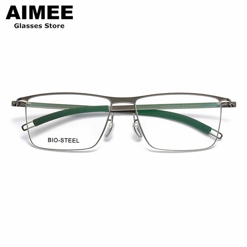 Aimee Unisex Full Rim Square Screwless Titanium Acetate Eyeglasses 22261 - Lightweight Durable Frame for Reading, Working & Daily Wear