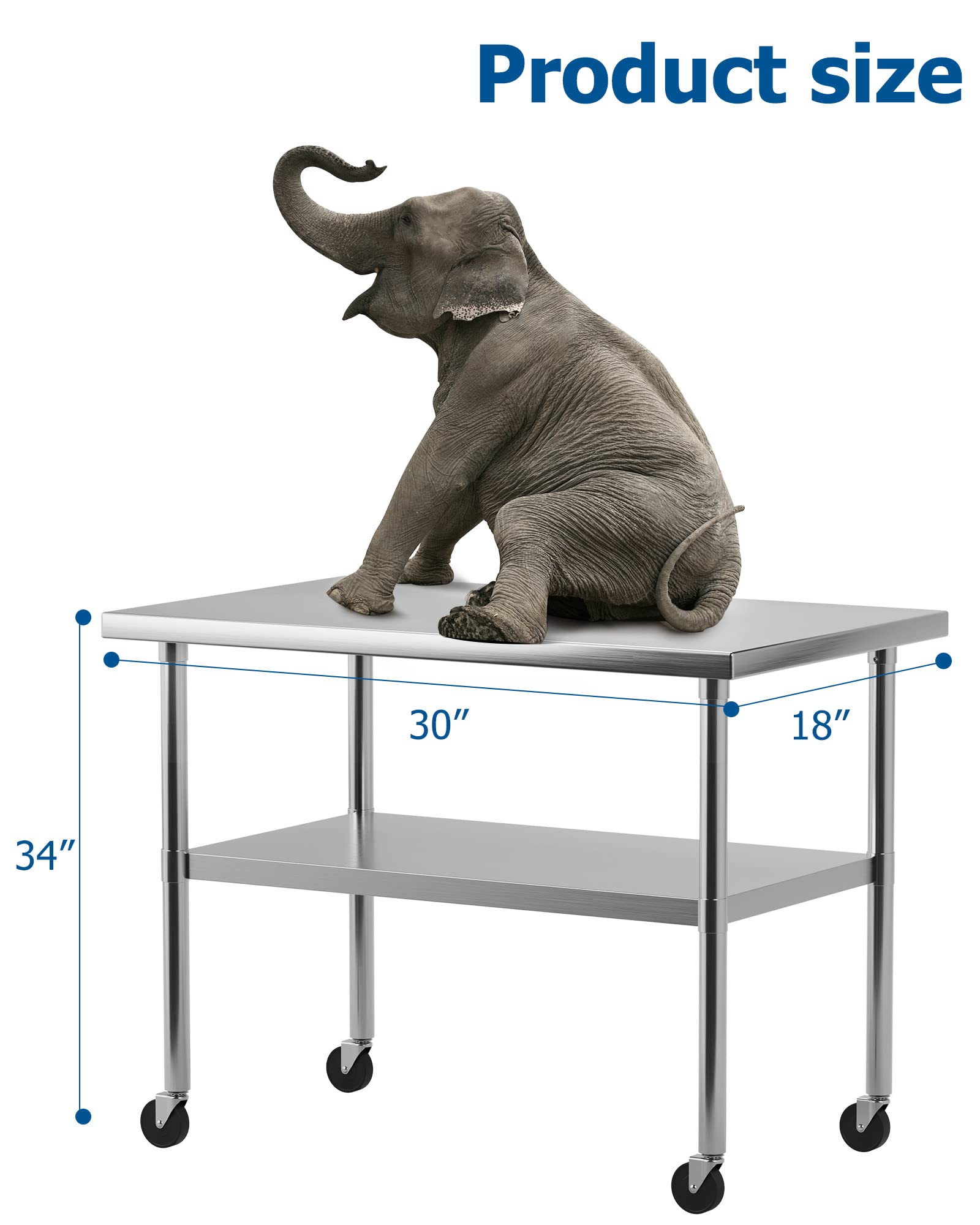 Heavy Duty NSF Certified Stainless Steel Work Table 30
