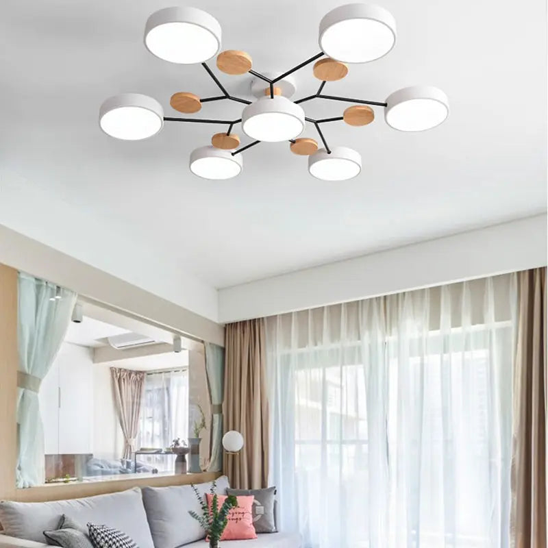 Modern Eileen LED Ceiling Light Fixture for Living Room - Dimmable Flush Mount Lighting with Remote Control - Perfect for Bedroom, Dining Room, and Home Decor