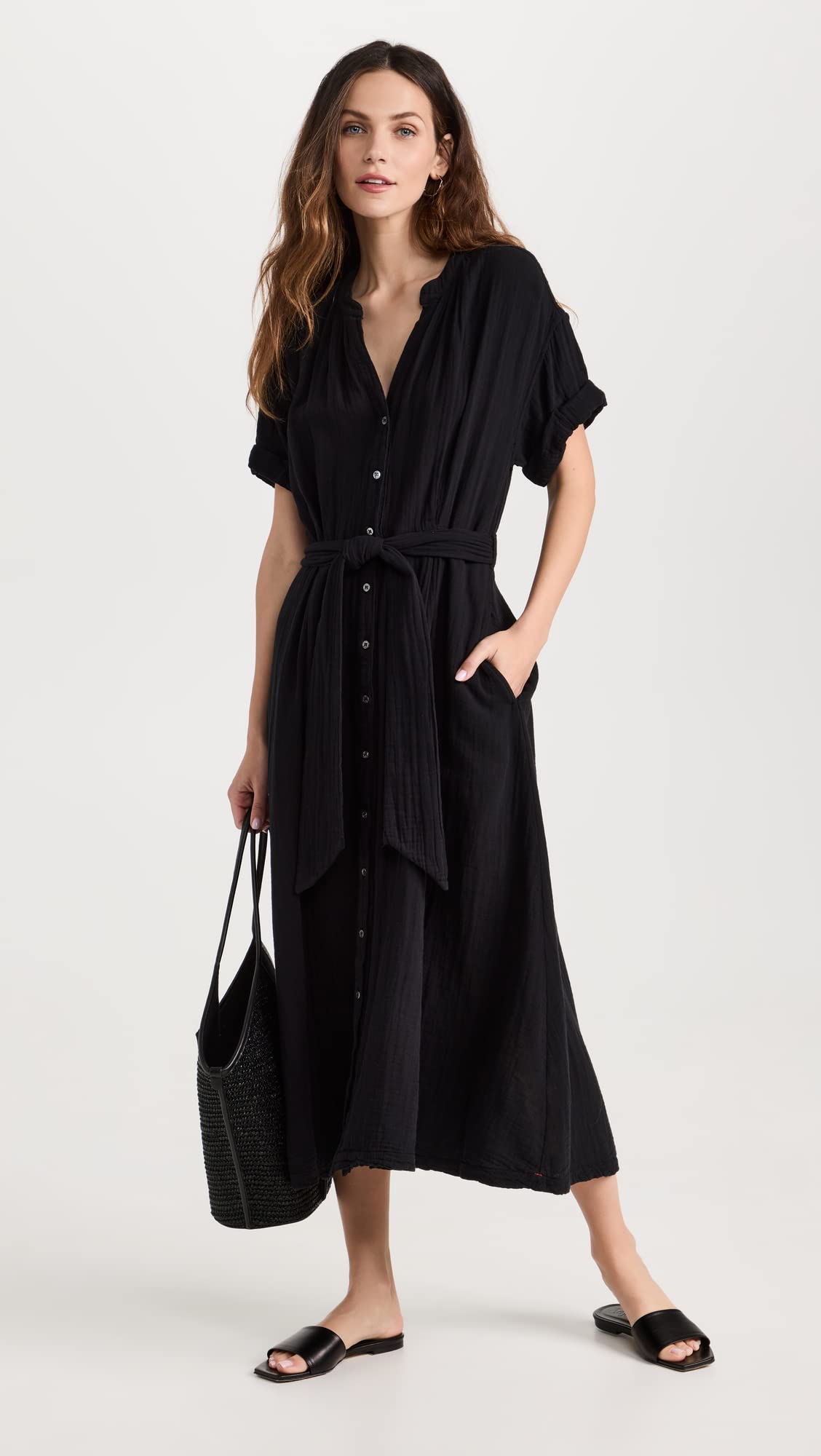 XIRENA Women's Cate Dress - Flowy Summer Midi Dress with Short Sleeves, Casual Boho Style for Beach, Vacation & Everyday Wear
