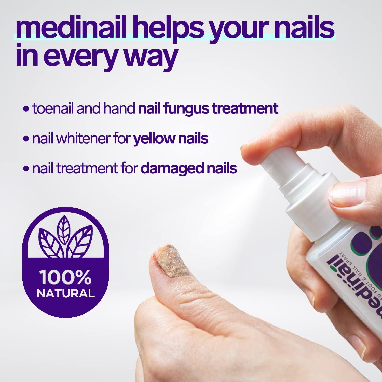 Medinail Advanced Nail Treatment Spray - Toenail & Hand Nail Repair, Strengthener for Fungus & Brittle Nails (10.14 Fl Oz, Pack of 3) - Ideal for Athletes, Pedicures & Daily Foot Care