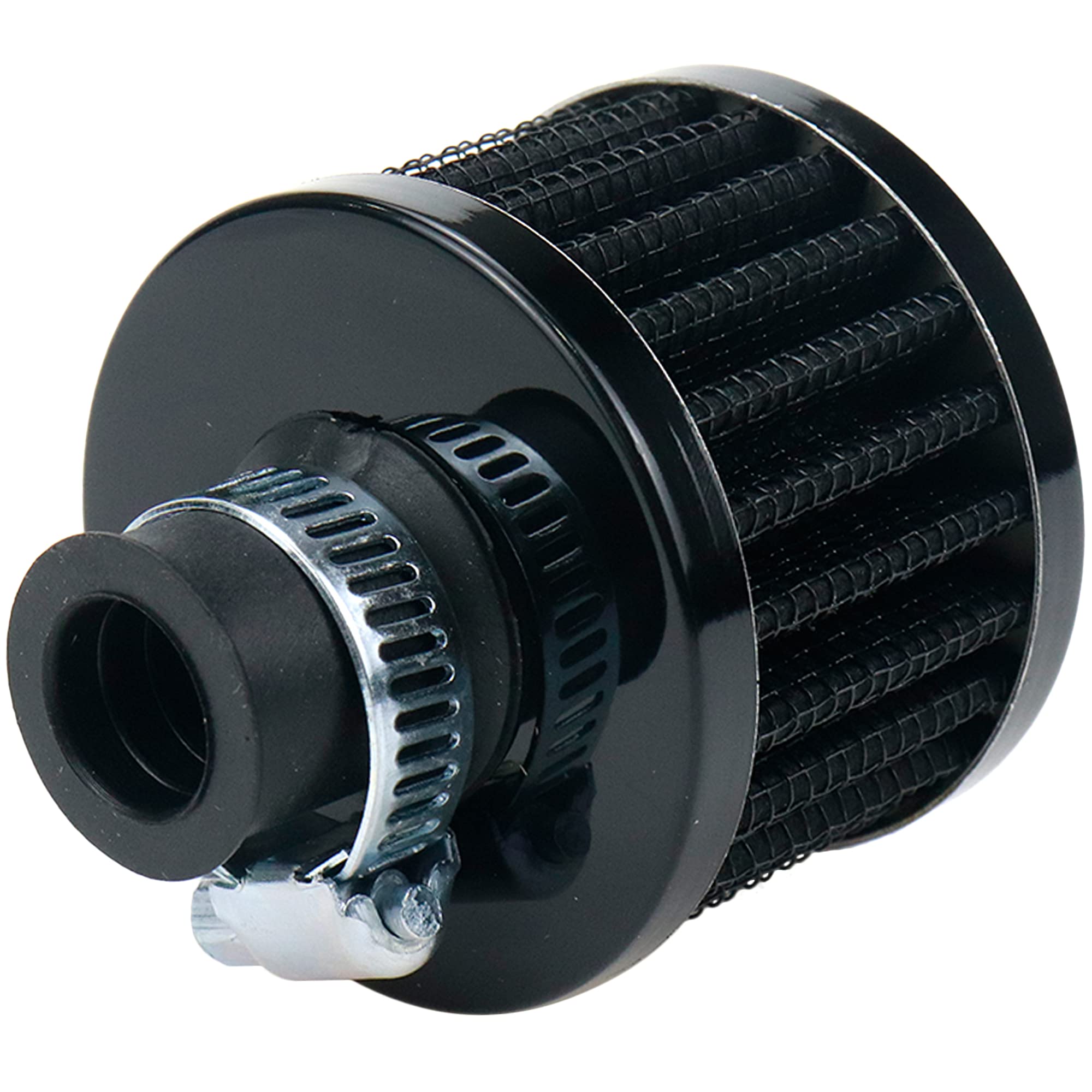 Modengzhe 13mm Inlet Air Filter Replacement with Hose Clamp - High Flow Cylindrical Air Mesh for Car, Motorcycle & ATV Cold Air Intake (Black) - Improves Engine Performance & Fuel Efficiency