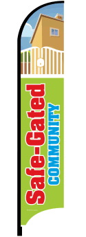 Feather Flag Banner for Safe Gated Community | Durable Outdoor Advertising Sign | Perfect for Neighborhood Security, Events & Property Promotion