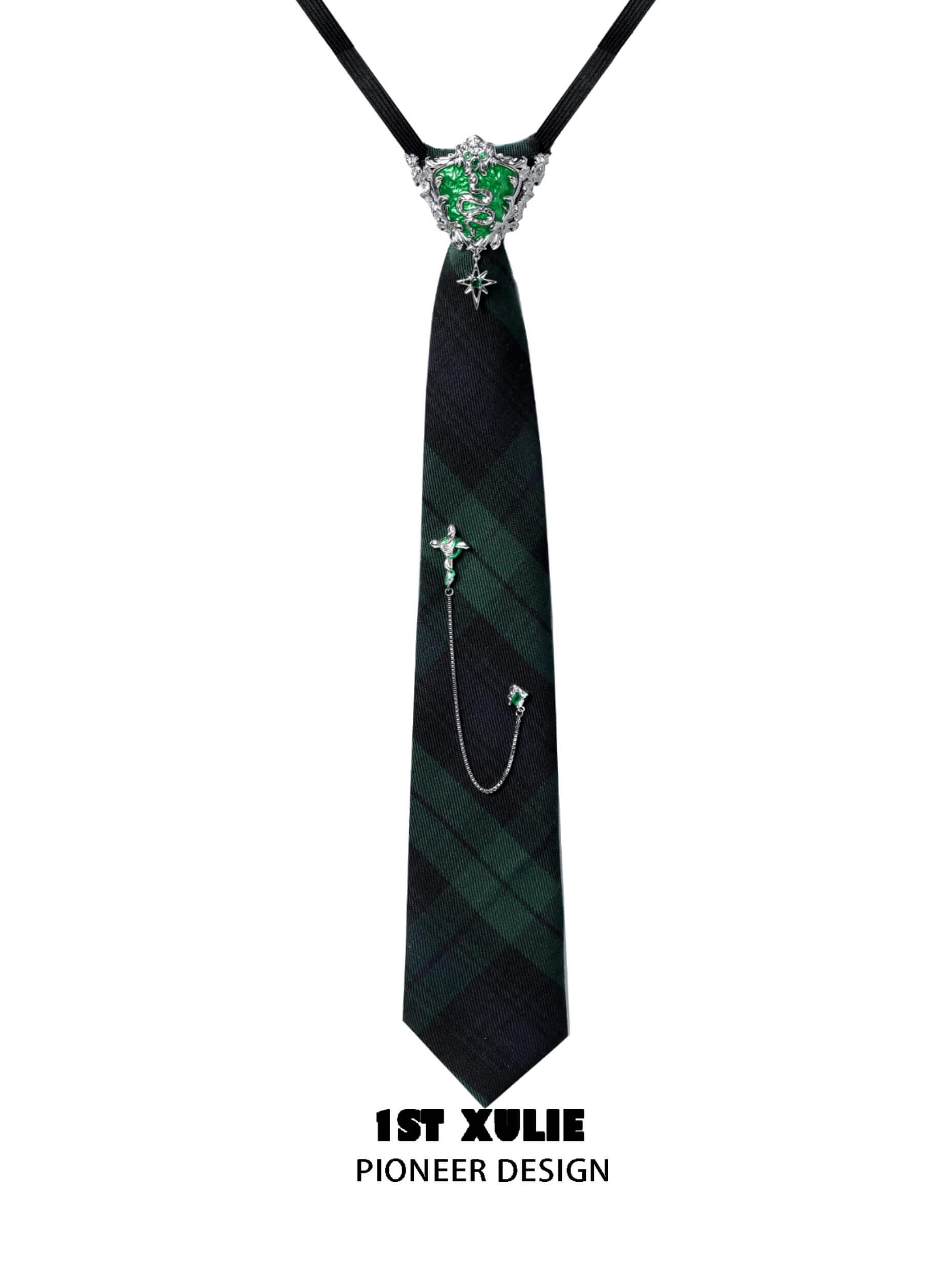 Slytherin House 18K Gold Plated Necktie - 38cm Formal Tie for Men, Office Wear, Business Attire, Gift for Harry Potter Fans