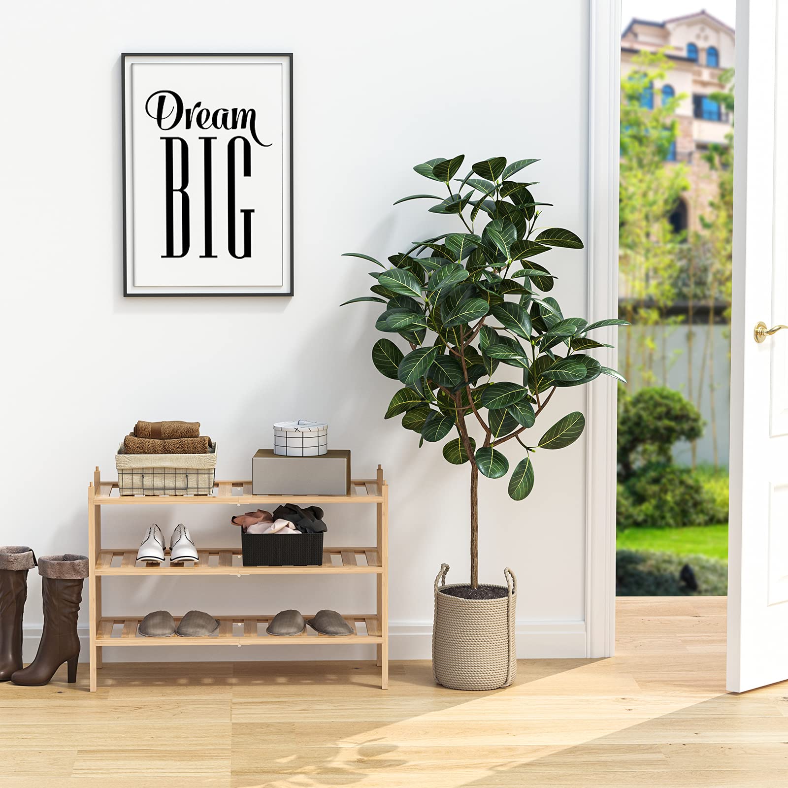 3-Tier Bamboo Shoe Rack - Stackable Storage Organizer for Closet, Entryway & Hallway - Space Saving Shoe Shelf for Bathroom, Living Room & Bedroom (Natural Bamboo) - Perfect for Small Spaces & Home Organization