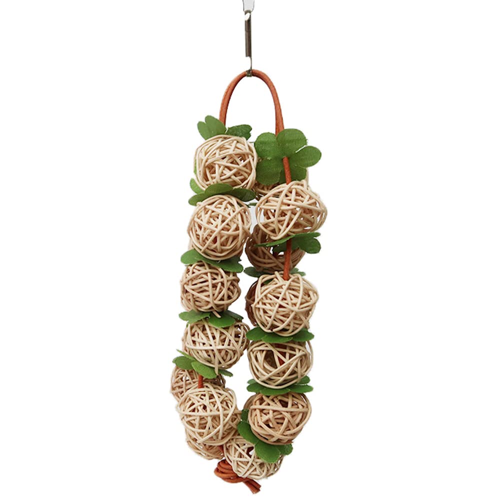 Kekafu Natural Rattan Bird Chewing Toys - Foraging Ball Hanging Cage Toy for Macaw, African Grey, Cockatoo & Parrots - Perfect for Mental Stimulation & Beak Health