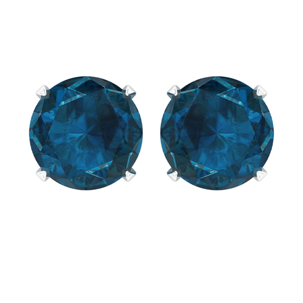 London Blue Topaz Solitaire Screw Back Stud Earrings - December Birthstone Jewelry, Elegant Gift for Women, Perfect for Birthdays, Anniversaries & Special Occasions