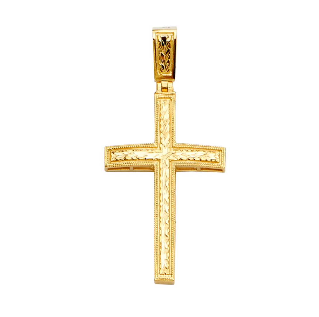 2205 Gold Large Cross Pendant Necklace for Women - Religious Jewelry Gift for Baptism, First Communion & Everyday Wear