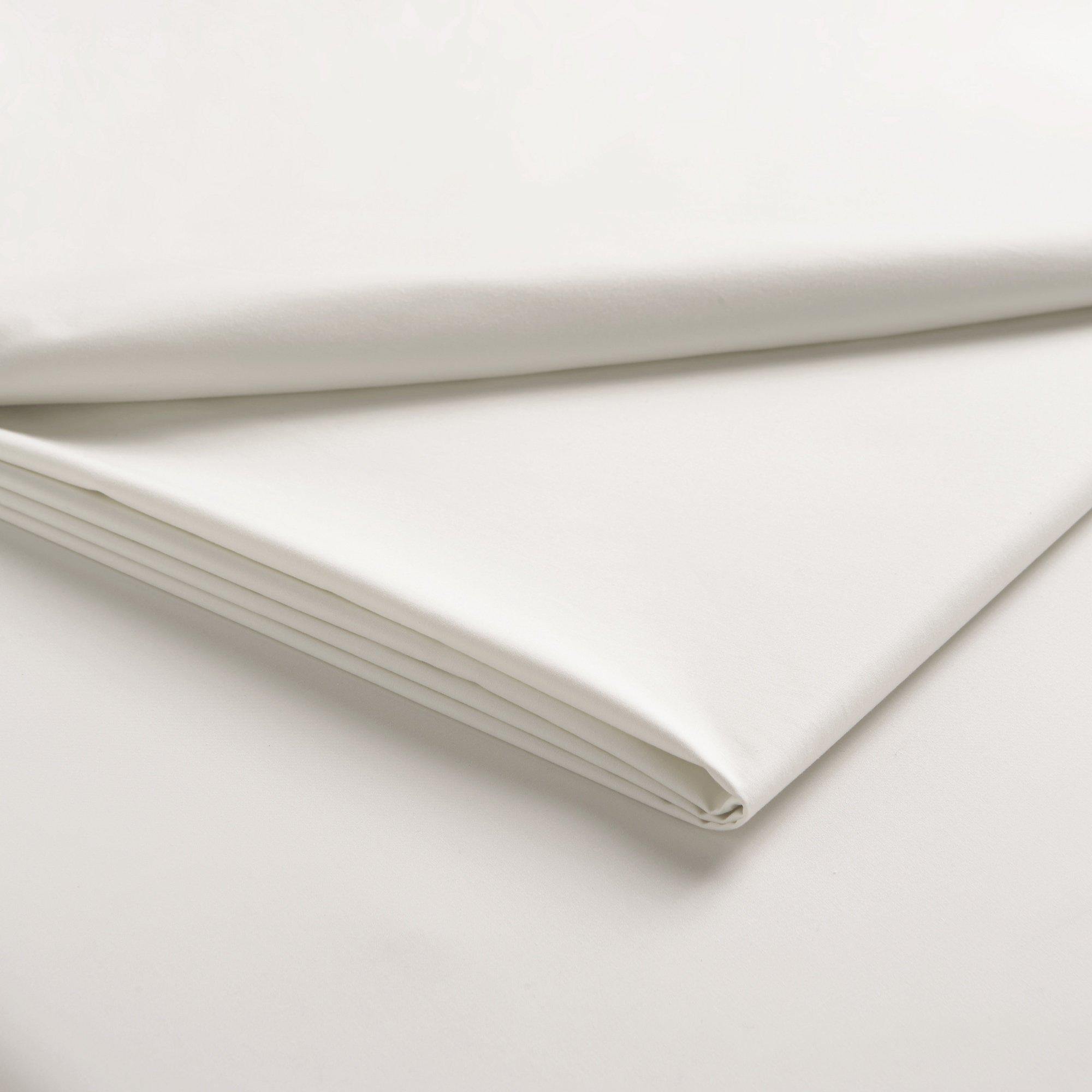 Christy 400 Thread Count Sateen Cotton Fitted Sheet - Ivory Queen Size - Luxury Soft Bedding for Hotel & Home Use