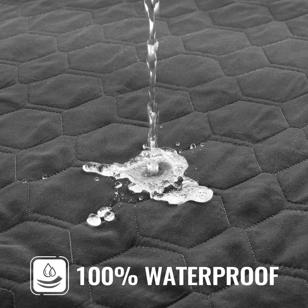 Waterproof Dog Bed Cover Replacement - Washable, Quilted Pet Pillow Cover for Dogs & Cats - Easy to Remove Pet Hair - 29x41x6 Inches (Dark Grey) - Perfect for Sofas, Crates & Kennels