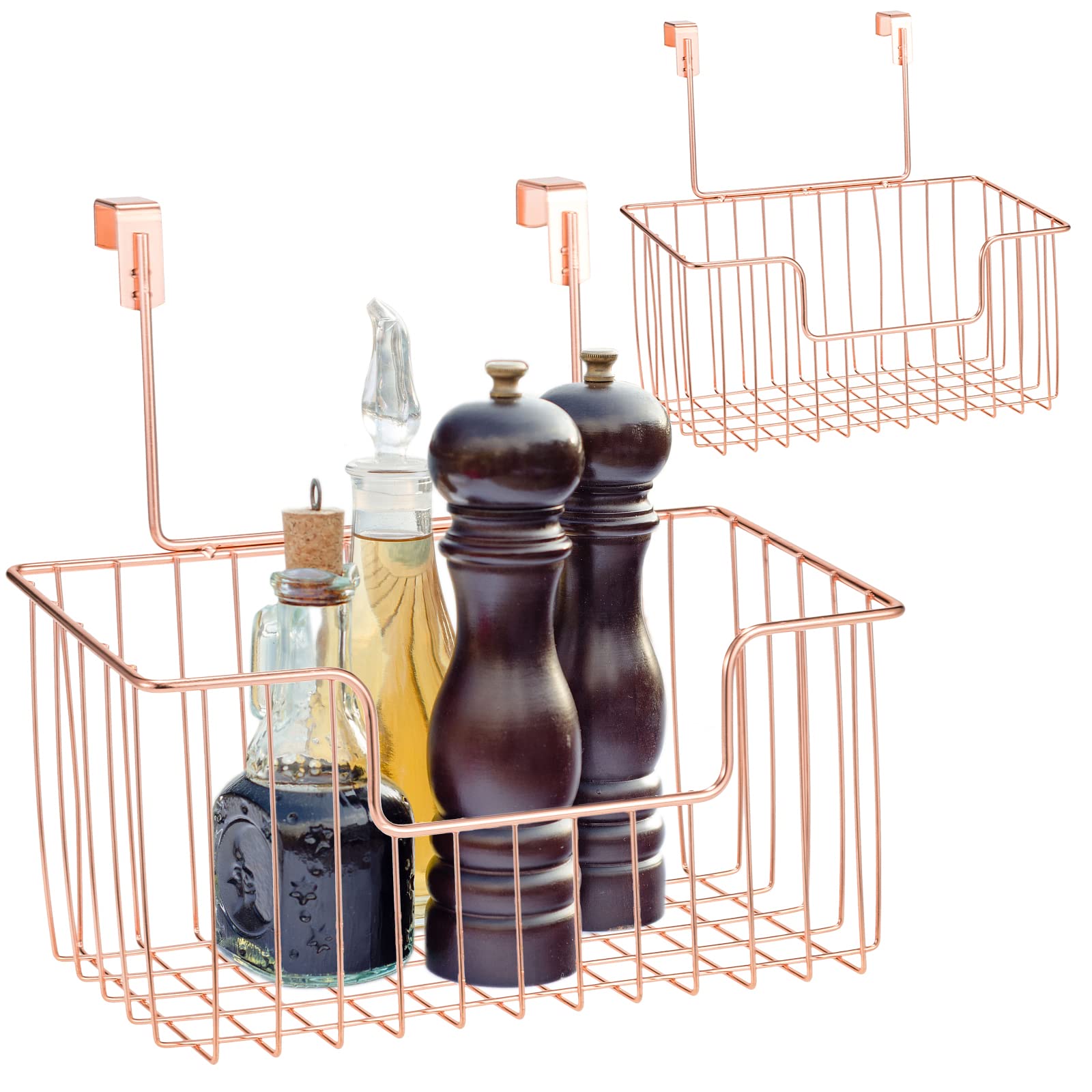 2-Pack Over The Cabinet Door Organizer - Hanging Storage Wire Basket for Kitchen, Cabinet, Bathroom & Pantry - Perfect for Spices, Utensils & Toiletries