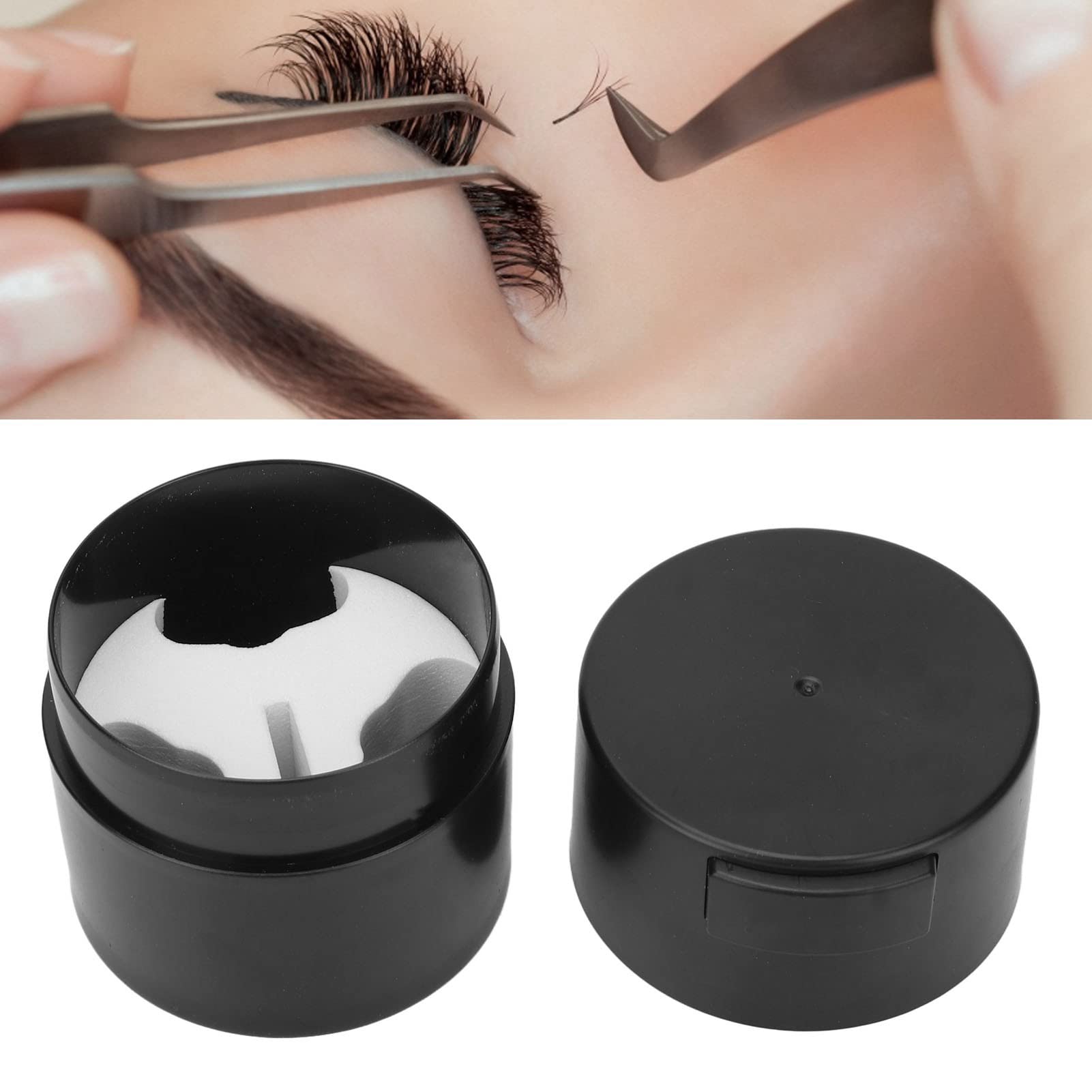 EXCLUZO Eyelash Glue Storage Box with Sponge Pad - Negative Pressure Design Prevents Fall Off, Professional Lash Adhesive Organizer for Beauty Salons & Home Use (Black) | Perfect for Lash Artists, Extensions & DIY Beauty Storage