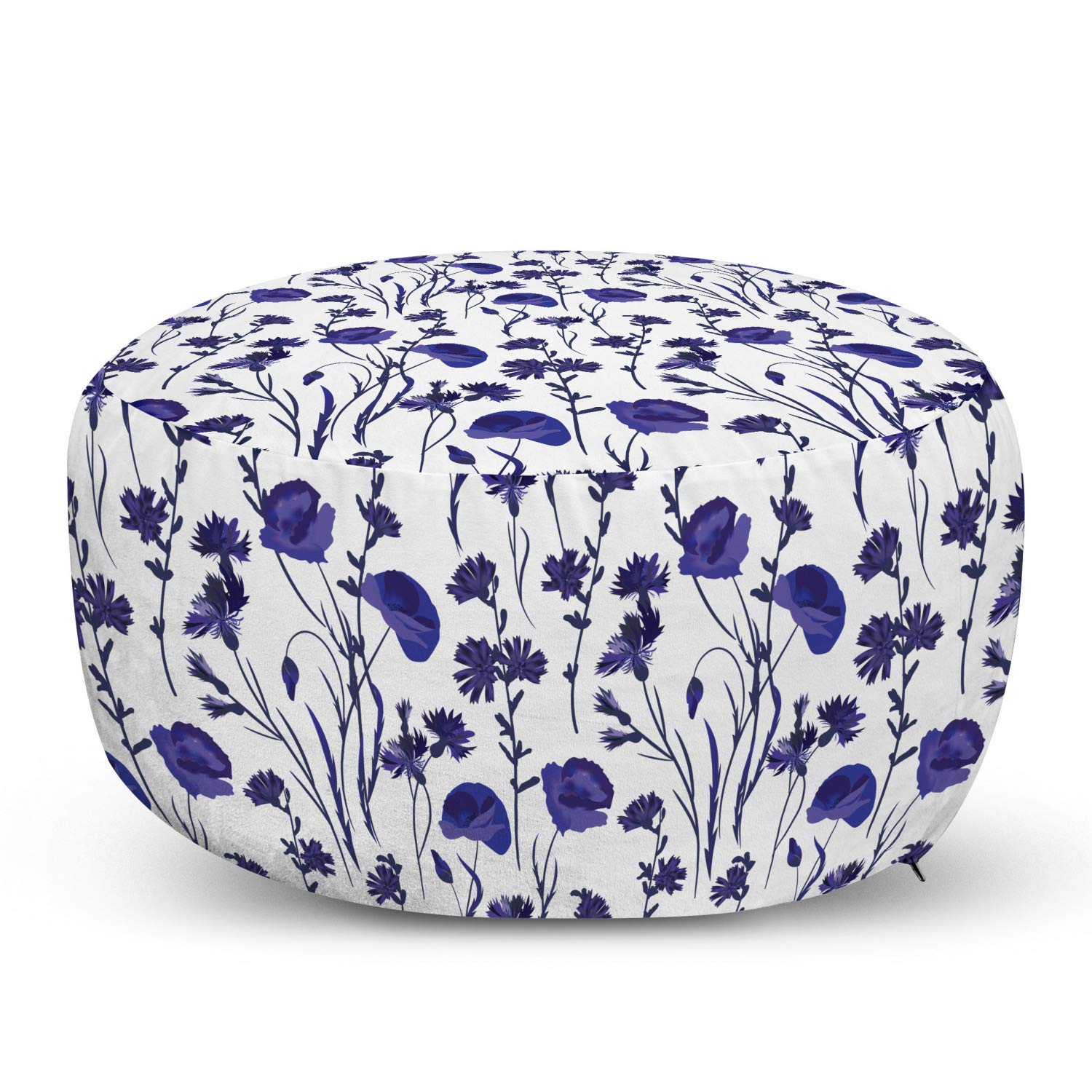 Ambesonne Floral Ottoman Pouf - Watercolor Wildflowers Design, Soft Foot Rest with Removable Cover for Living Room & Bedroom - Home Decor Accent for Cozy Seating and Relaxation