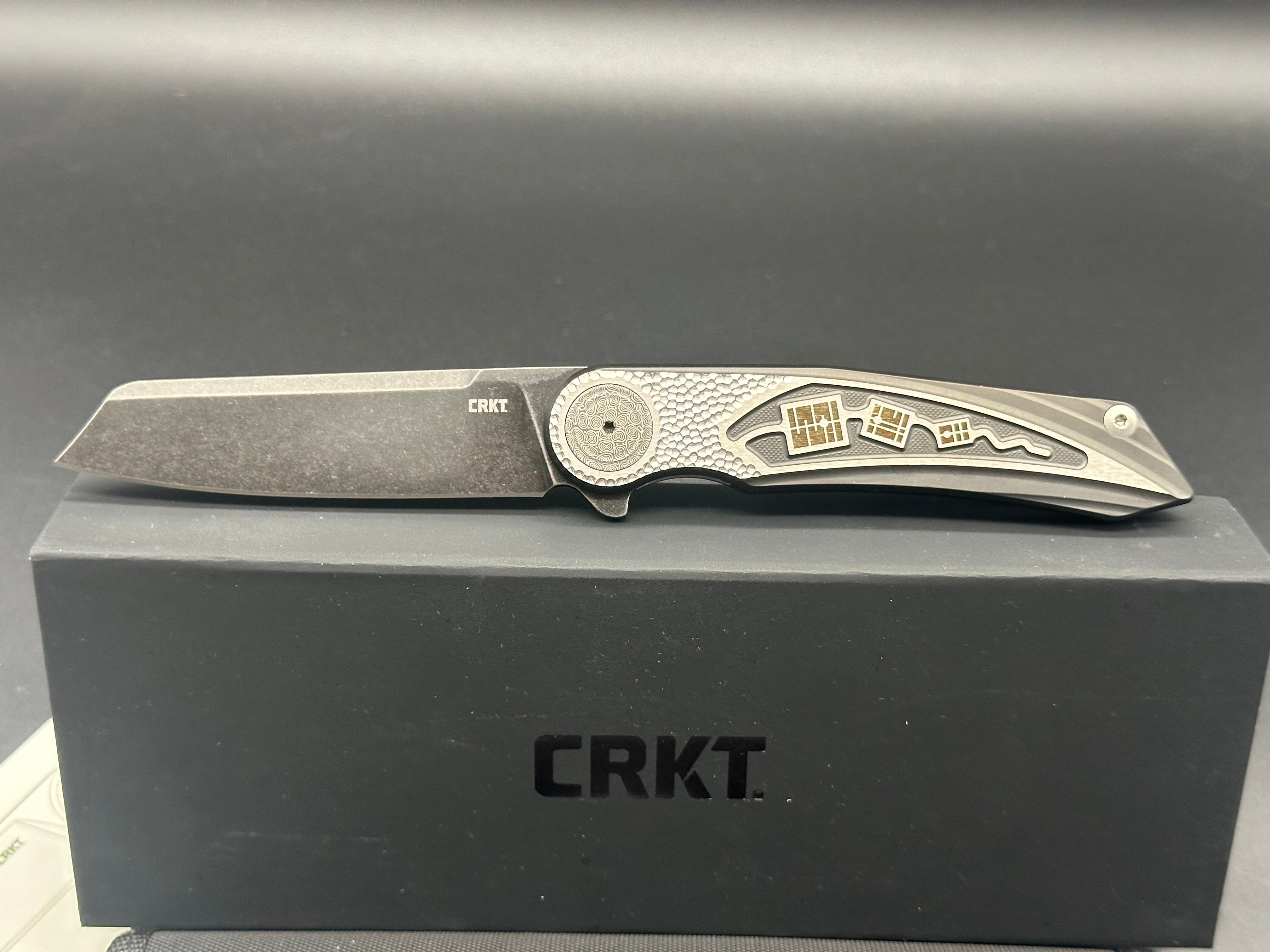 CRKT Fortuitous MagnaCut Folding Pocket Knife - Black Titanium Handle with Inlay - EDC Tactical Knife for Outdoor Camping, Hiking & Everyday Carry