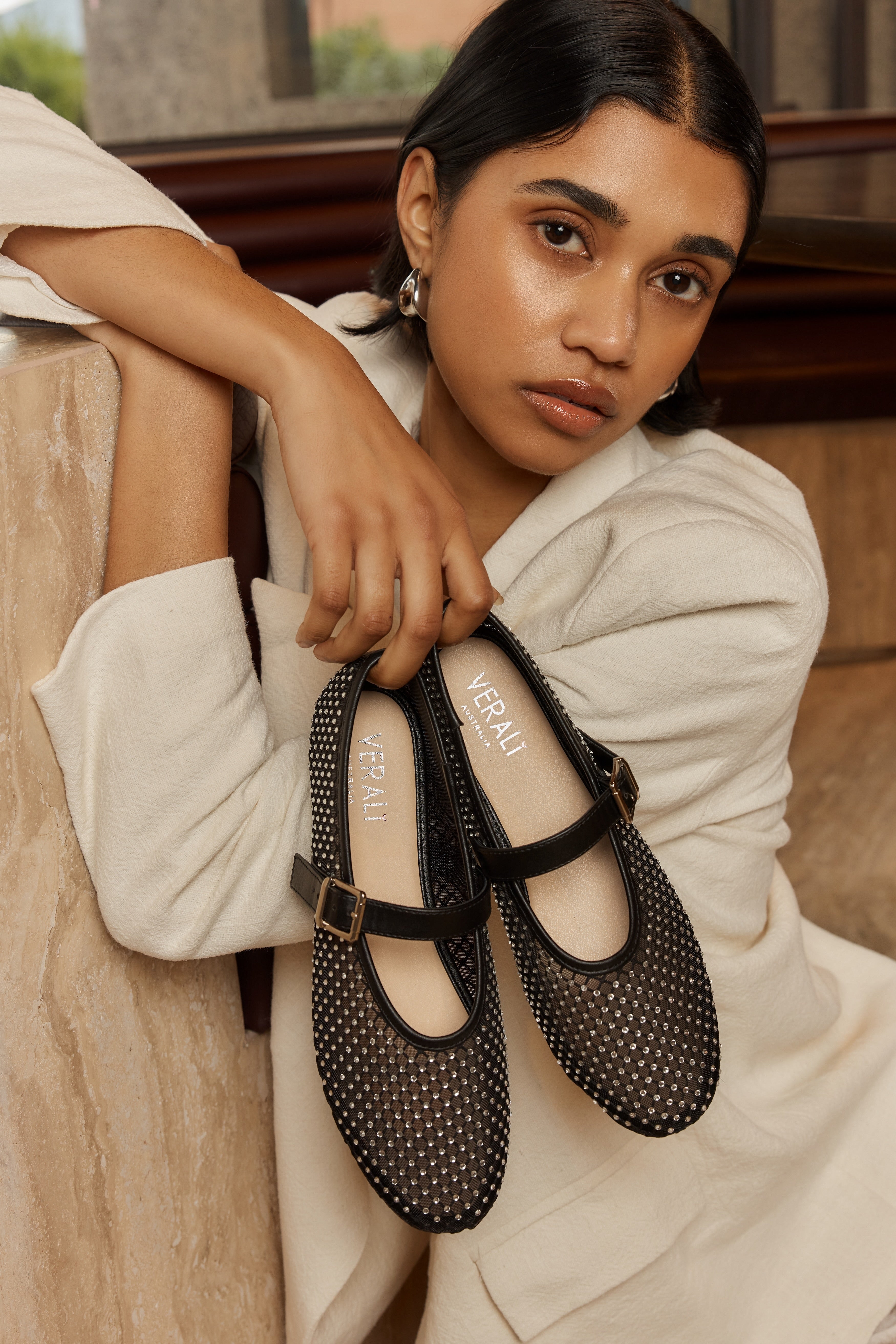 Damsel Diamante Mary Jane Flats for Women - Elegant Black Ballet Shoes | Perfect for Weddings, Parties & Everyday Wear